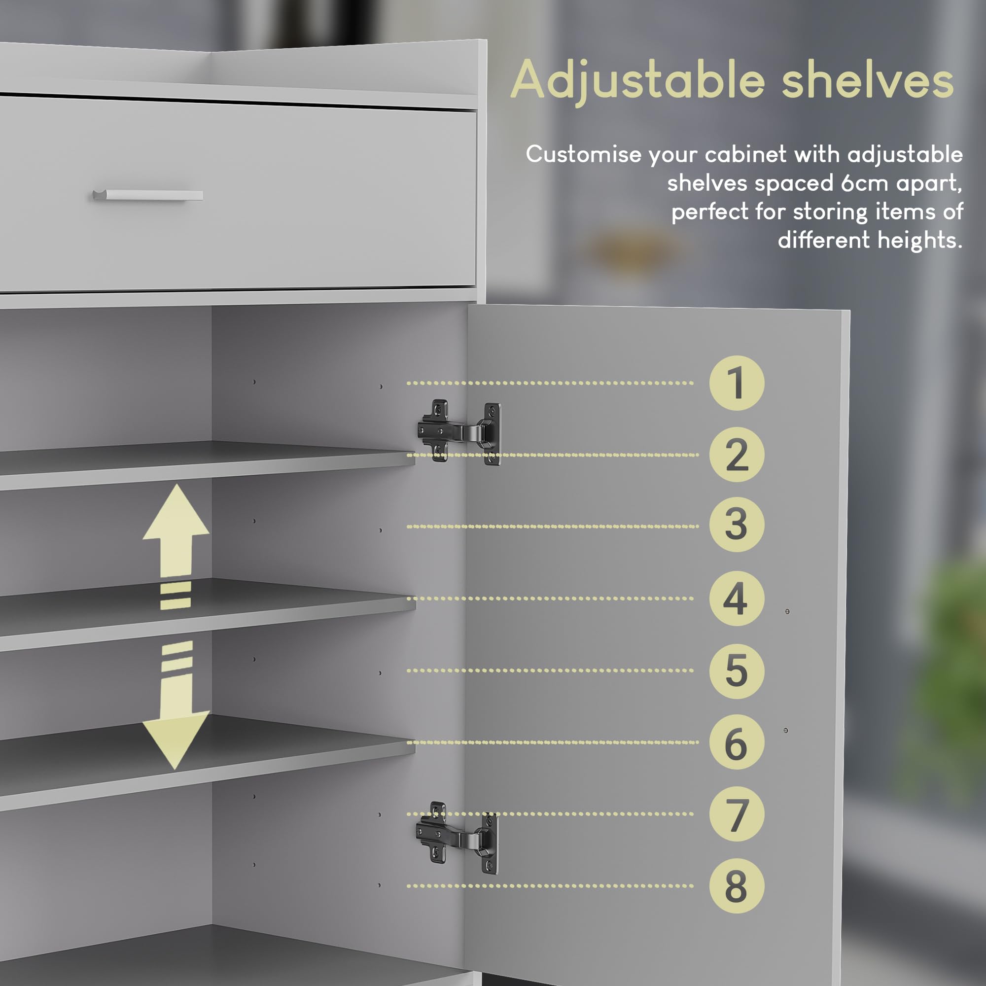 Vida Designs Dalby Shoe Cabinet - 2 Doors 1 Drawer | White | Particle Board & MDF 7