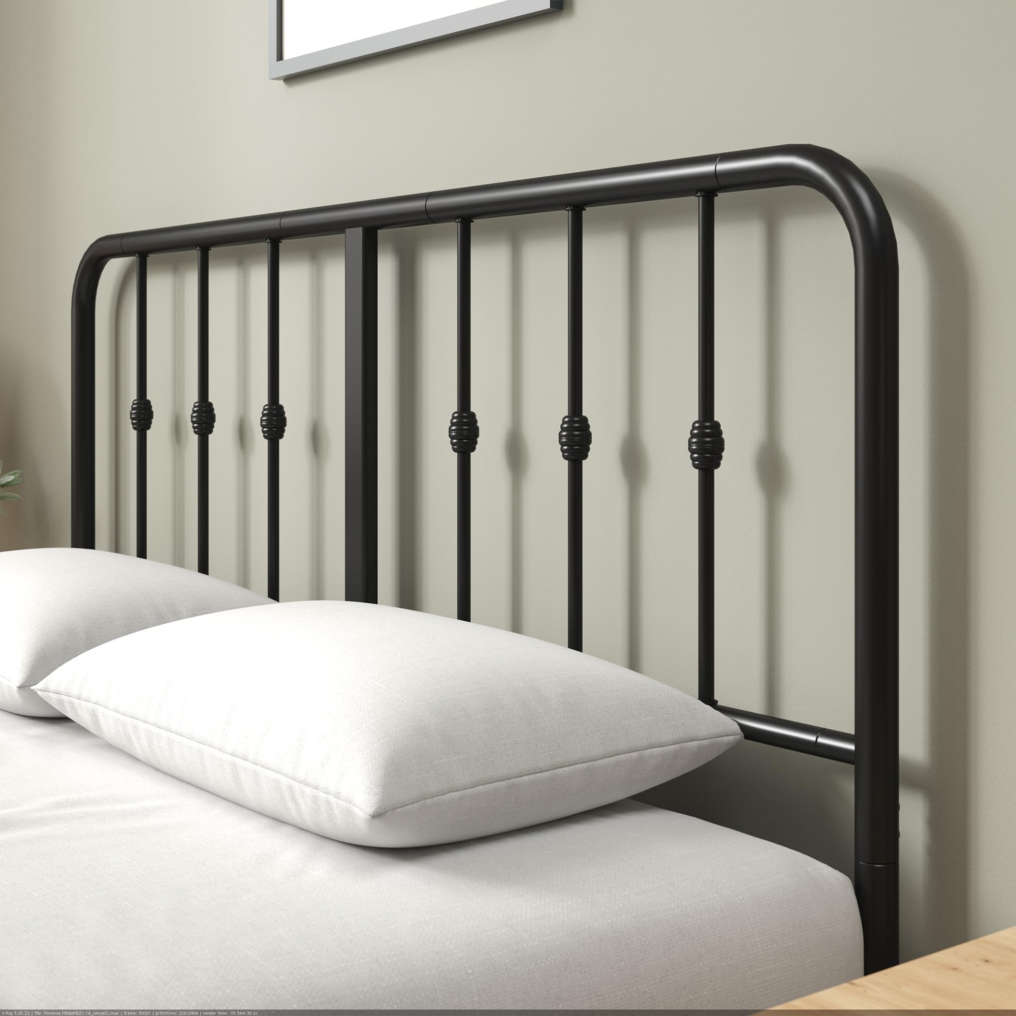 Zinus Florence Double Bed Frame - Vintage Style Metal with Headboard & Footboard | 135 x 190 cm | Black 4