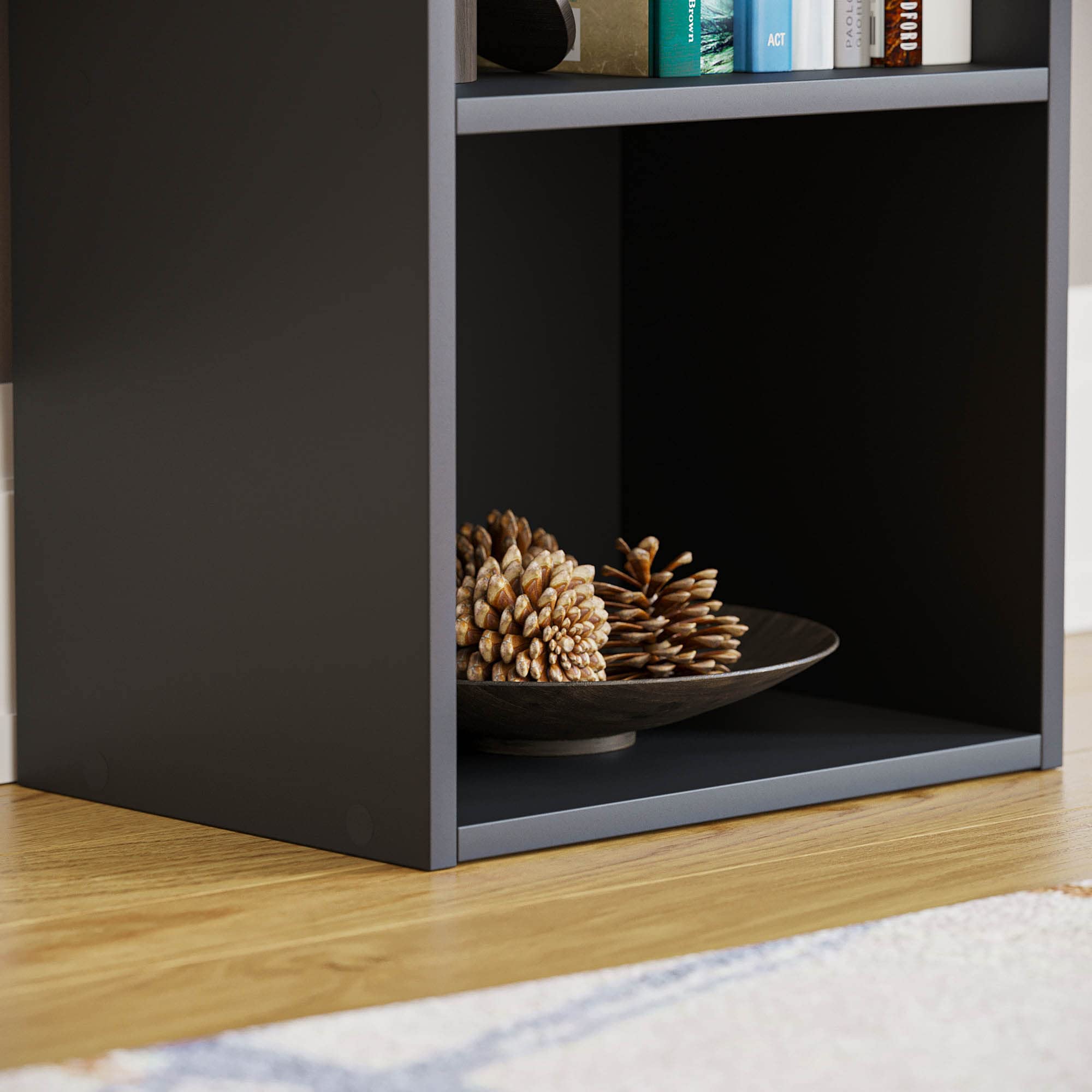Vida Designs Oxford 5 Tier Cube Bookcase - Black Wooden Shelving | H 132 x W 32 x D 24 cm 5