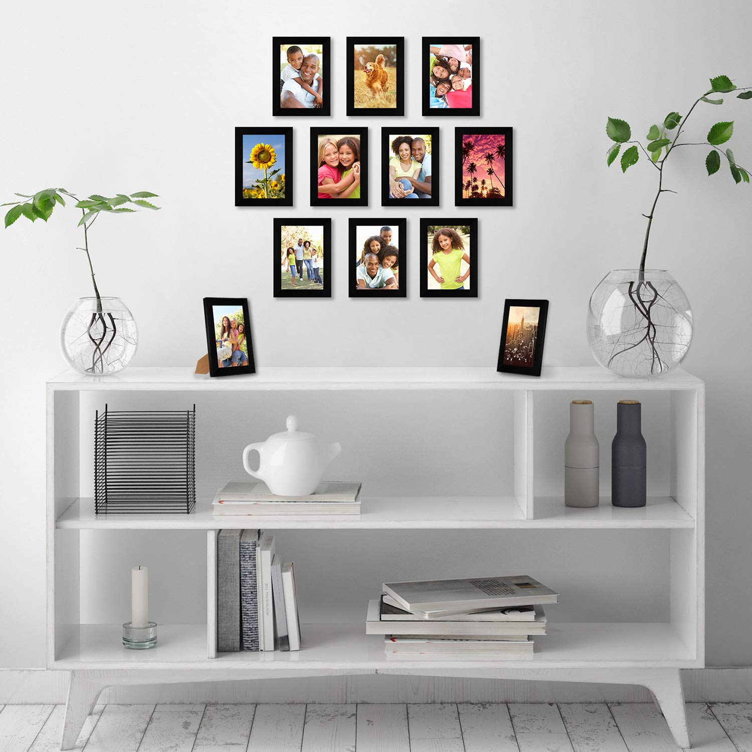 Americanflat 6x4 Photo Frames - Set of 12 Black Gallery Wall Picture Frames | Engineered Wood & Plexiglass 4