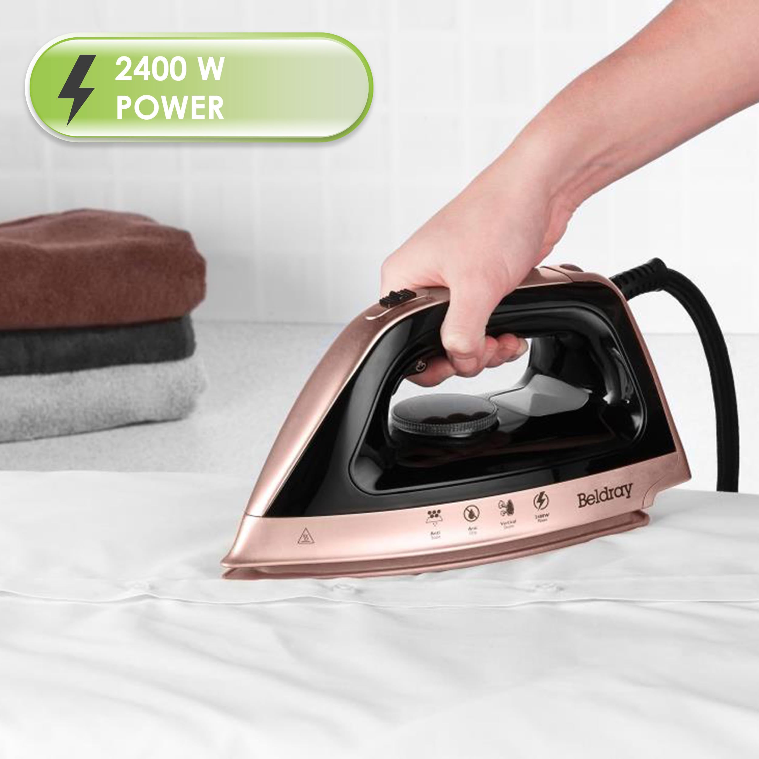 Beldray Steam Surge Pro Steam Generator Iron - 2400W Power | 2L Detachable Tank | Rose Gold 8