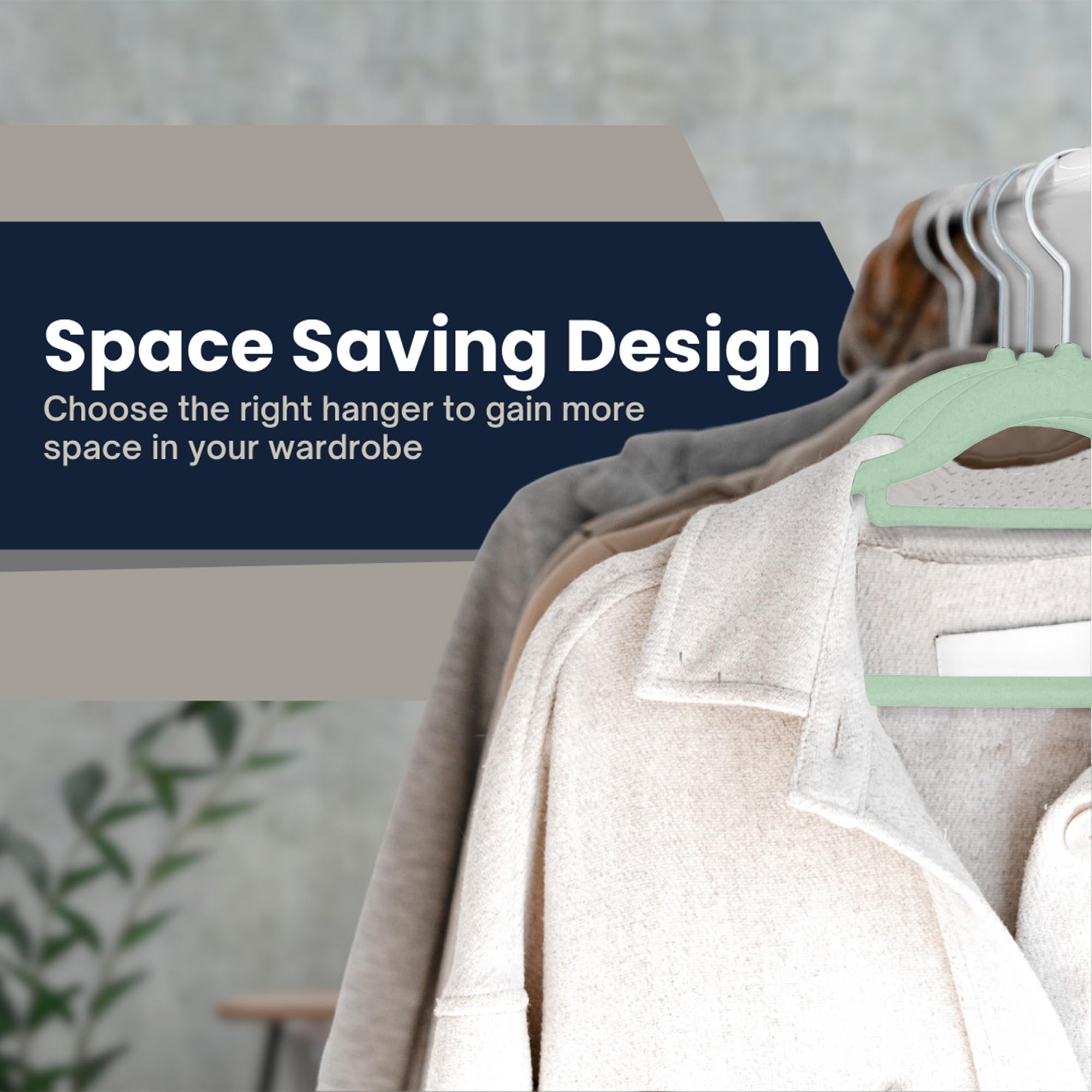 Sasha Morel Velvet Coat Hangers - 50 Pack Non-Slip Space Saving with Swivel Hooks | Mint Green 5