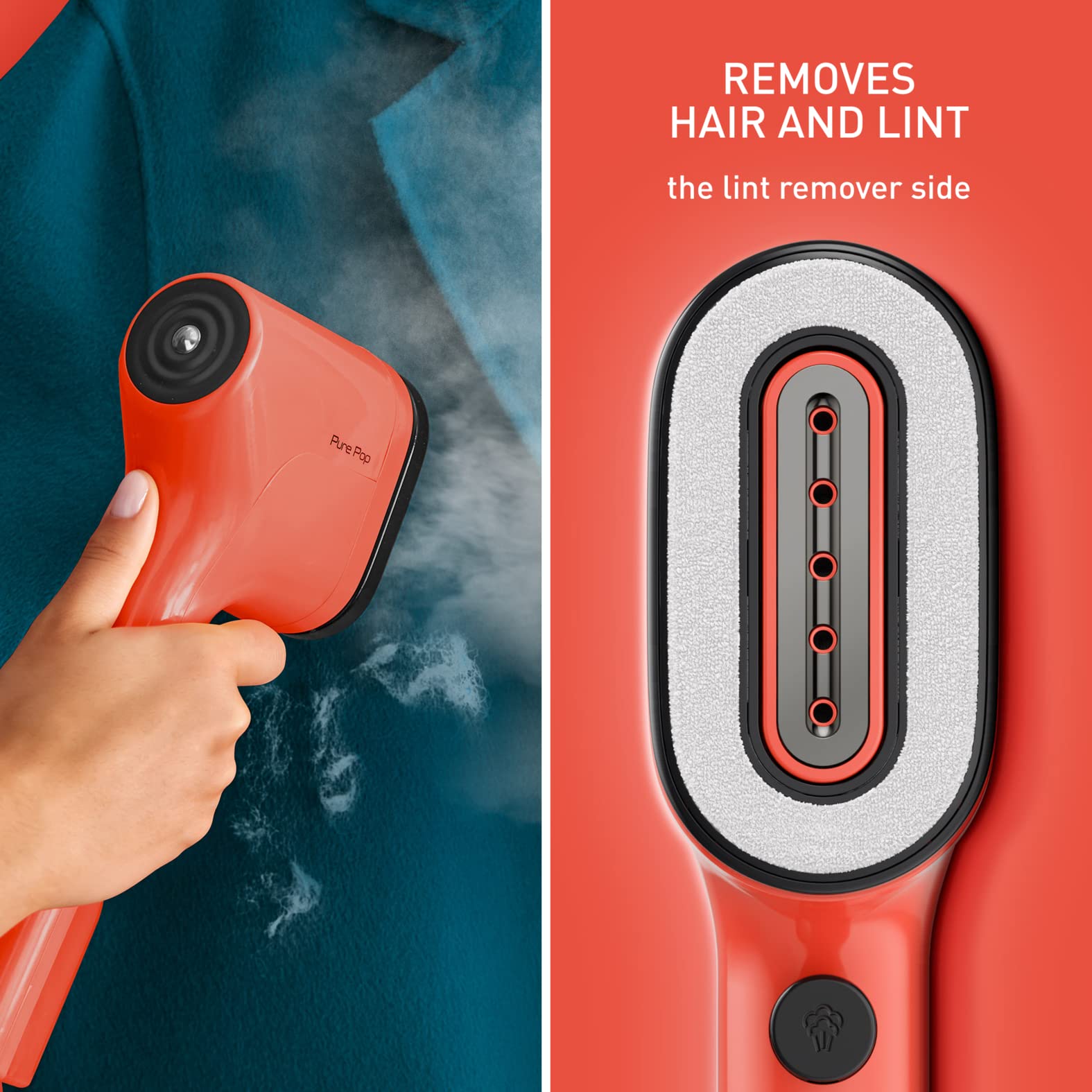 Tefal Pure Pop Slim Handheld Clothes Steamer - 15s Heat-Up | 20g/min Steam | 70ml Tank | Coral 5