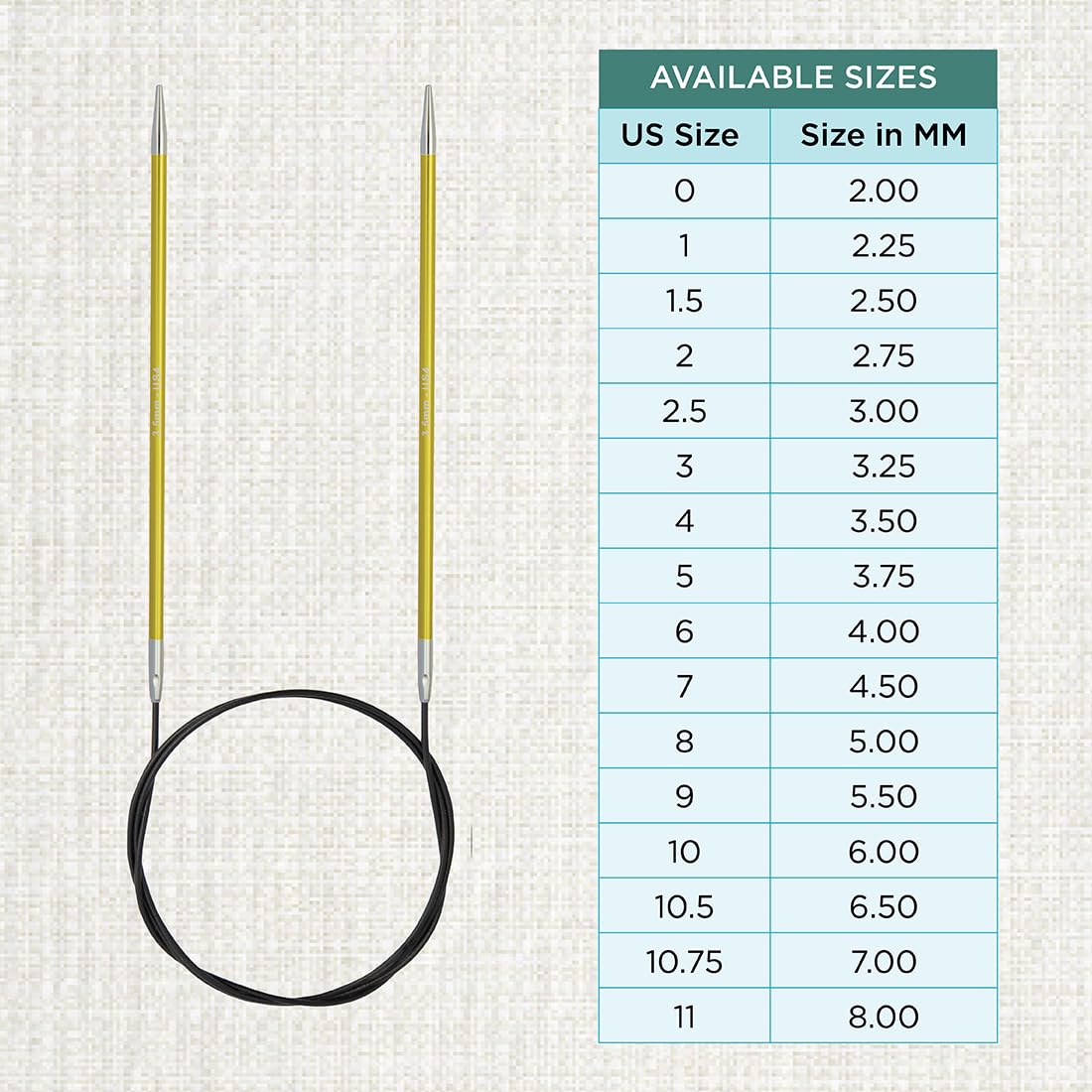 KnitPro Zing Fixed Circular Knitting Needles - 3.50mm Size, 40cm Length | Lightweight Aluminium 4