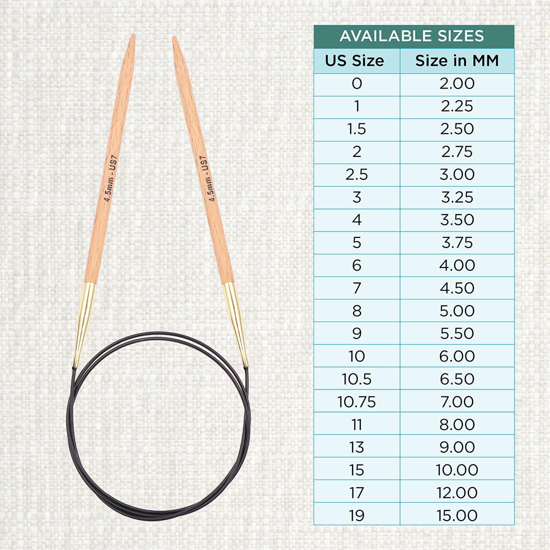 KnitPro Basix Beech Fixed Circular Needles - 4.50mm | 80cm Length | Beech Wood 4