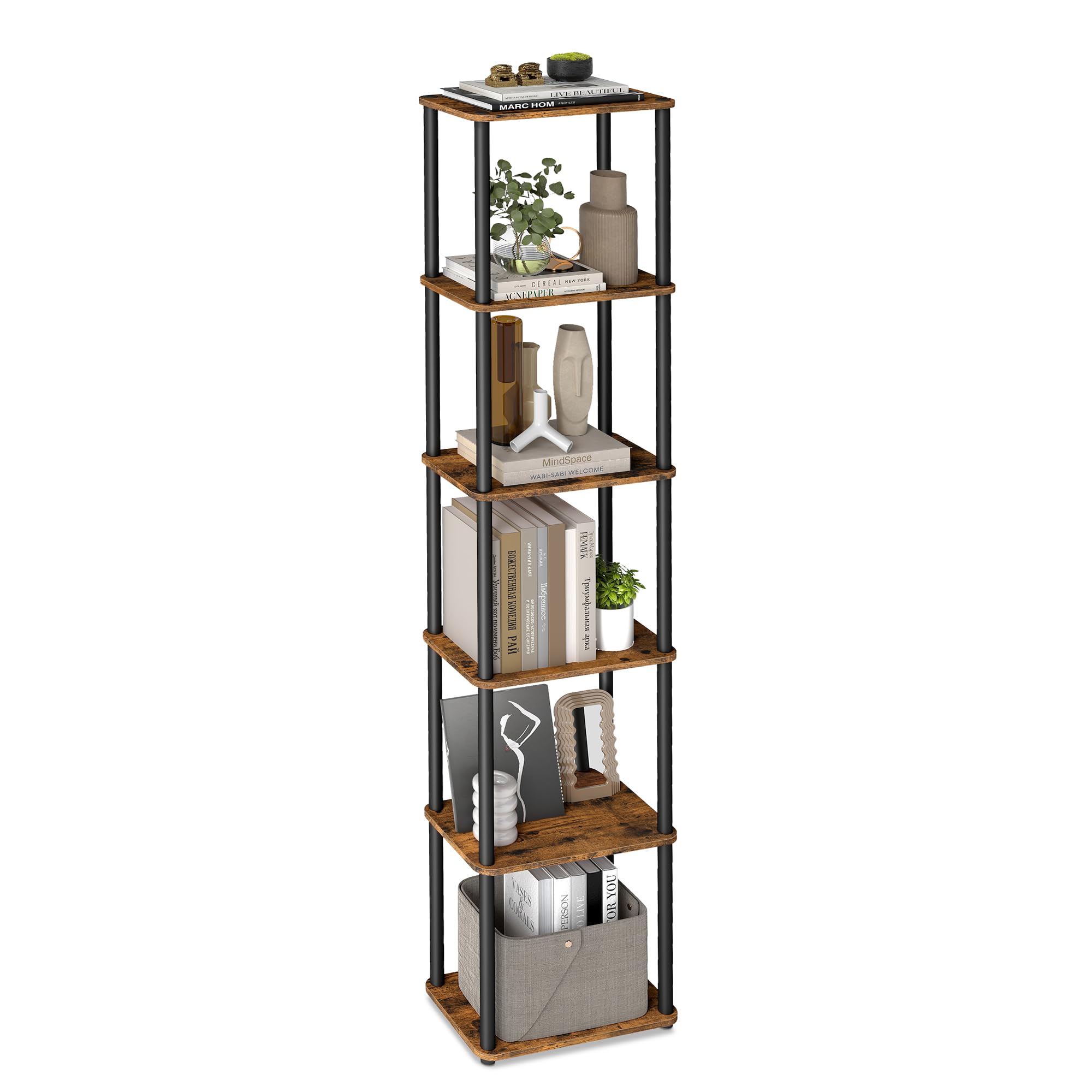 VASAGLE 6-Tier Standing Shelf Unit - Toolless Assembly | 6 kg/Tier Capacity | Rustic Brown 1