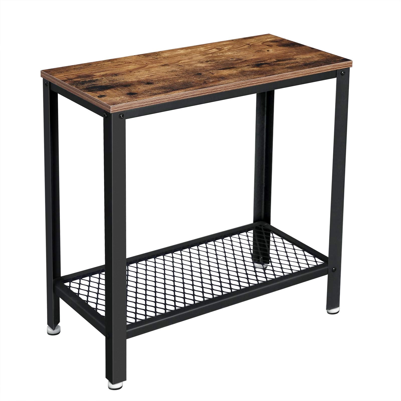 VASAGLE Industrial Side Table - Rustic Brown/Black Steel Frame | 20kg Top Load | 60H cm 1