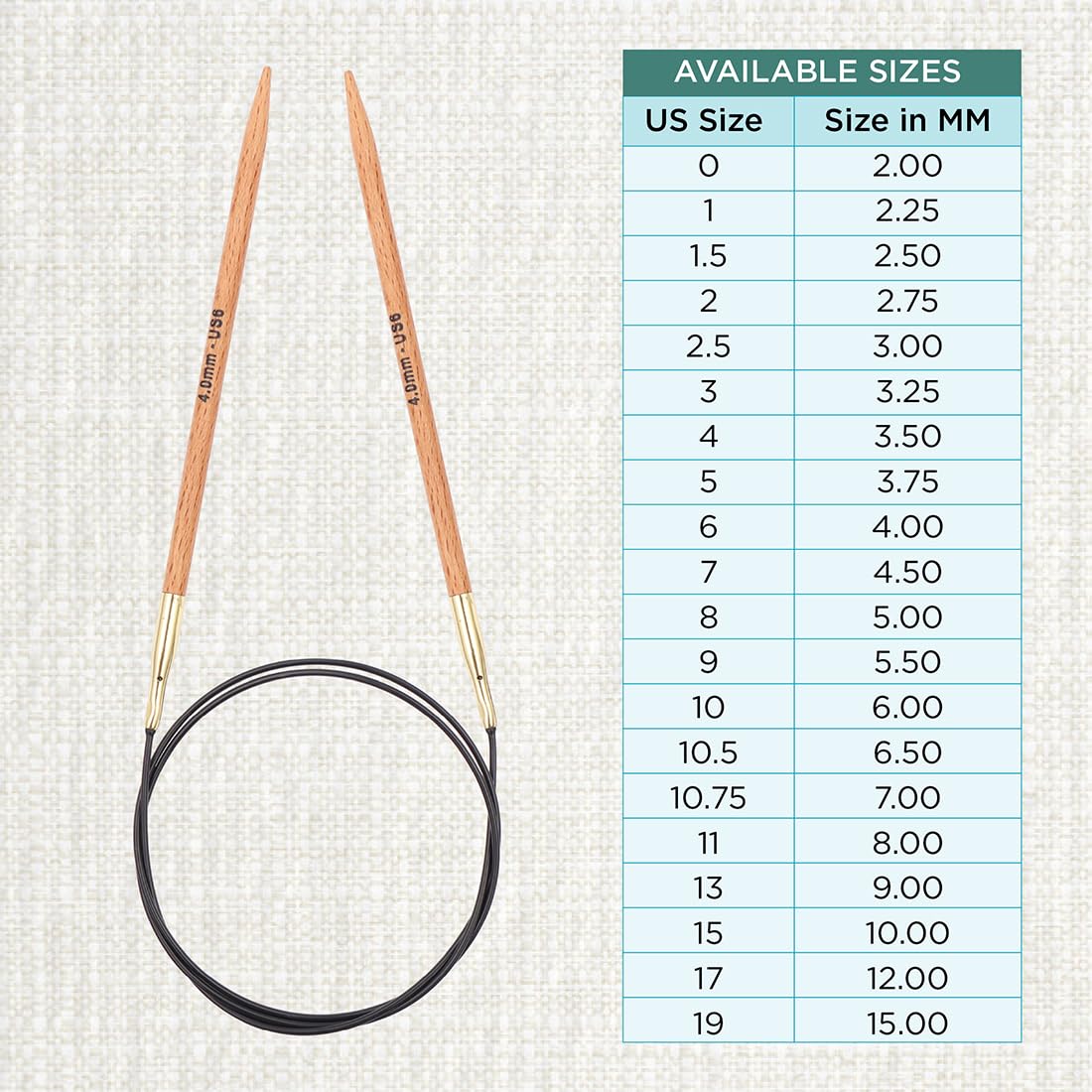 KnitPro Basix Beech Fixed Circular Knitting Needles - 4.00mm | 80cm Length | Natural Beech Wood 4
