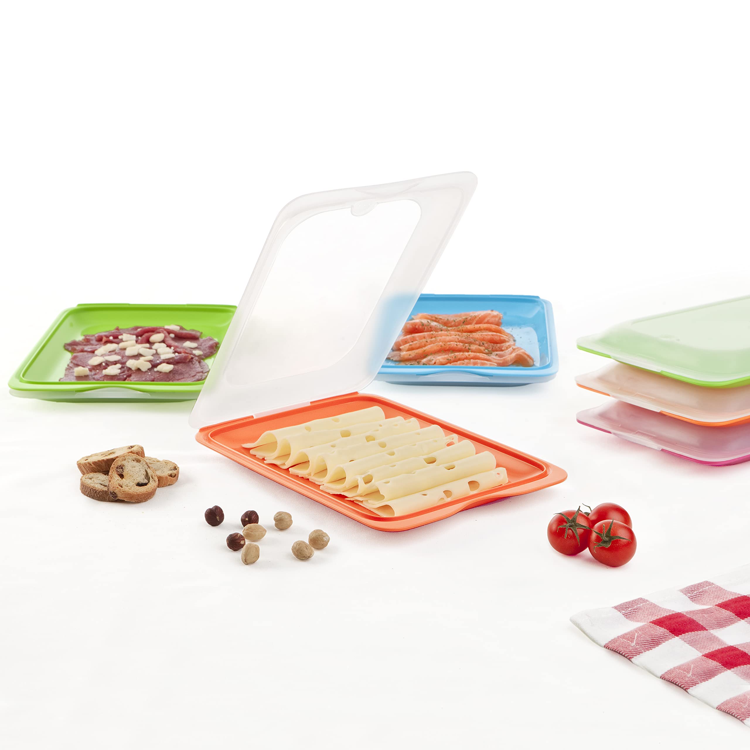 TATAY Set of 4 Cold Meat Containers - Stackable, Fridge/Freezer/Microwave Safe | 17 x 3.2 x 25.2 cm 6