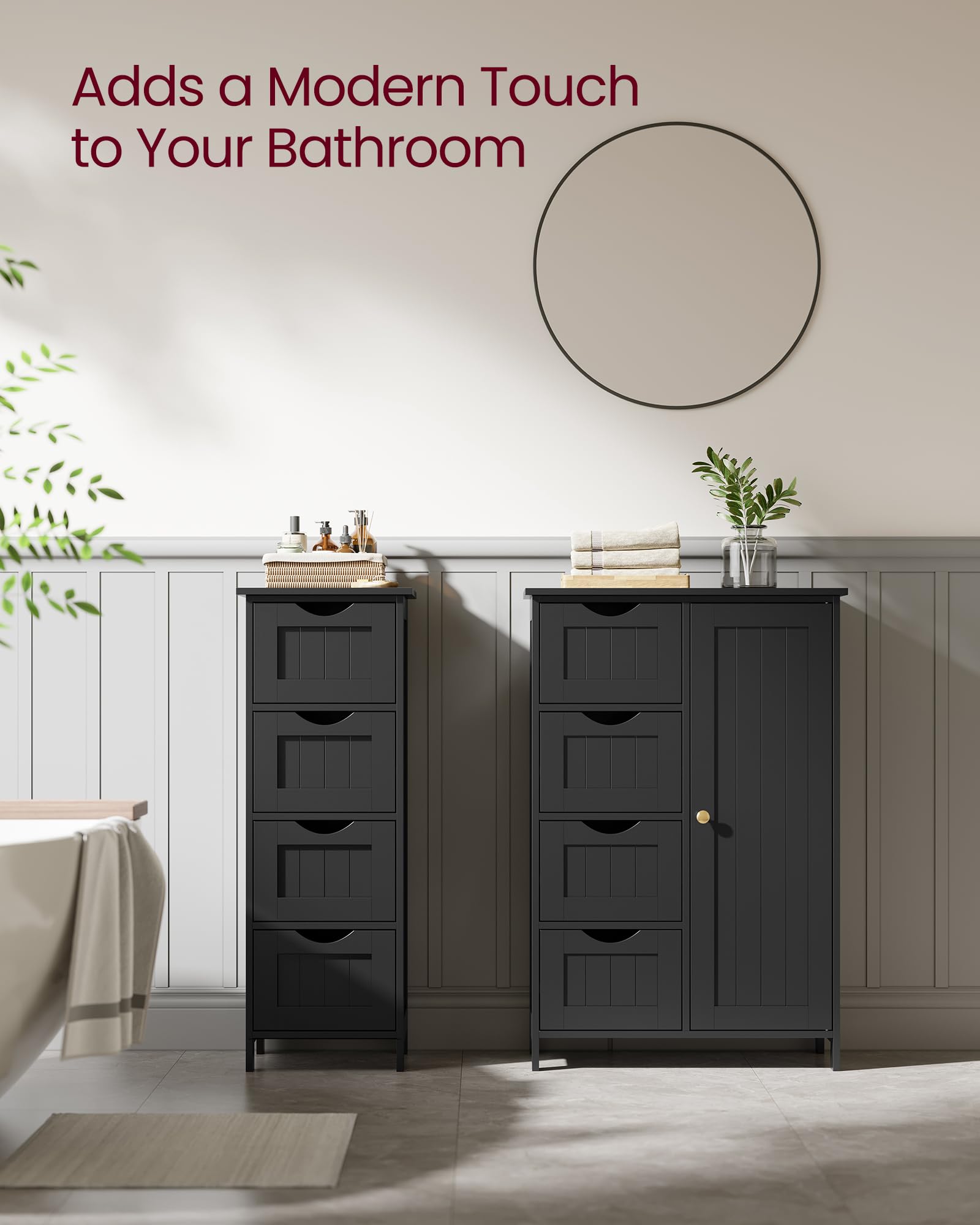 VASAGLE Bathroom Floor Storage Cabinet - 4 Drawers | 30 x 30 x 82 cm | Ink Black 8