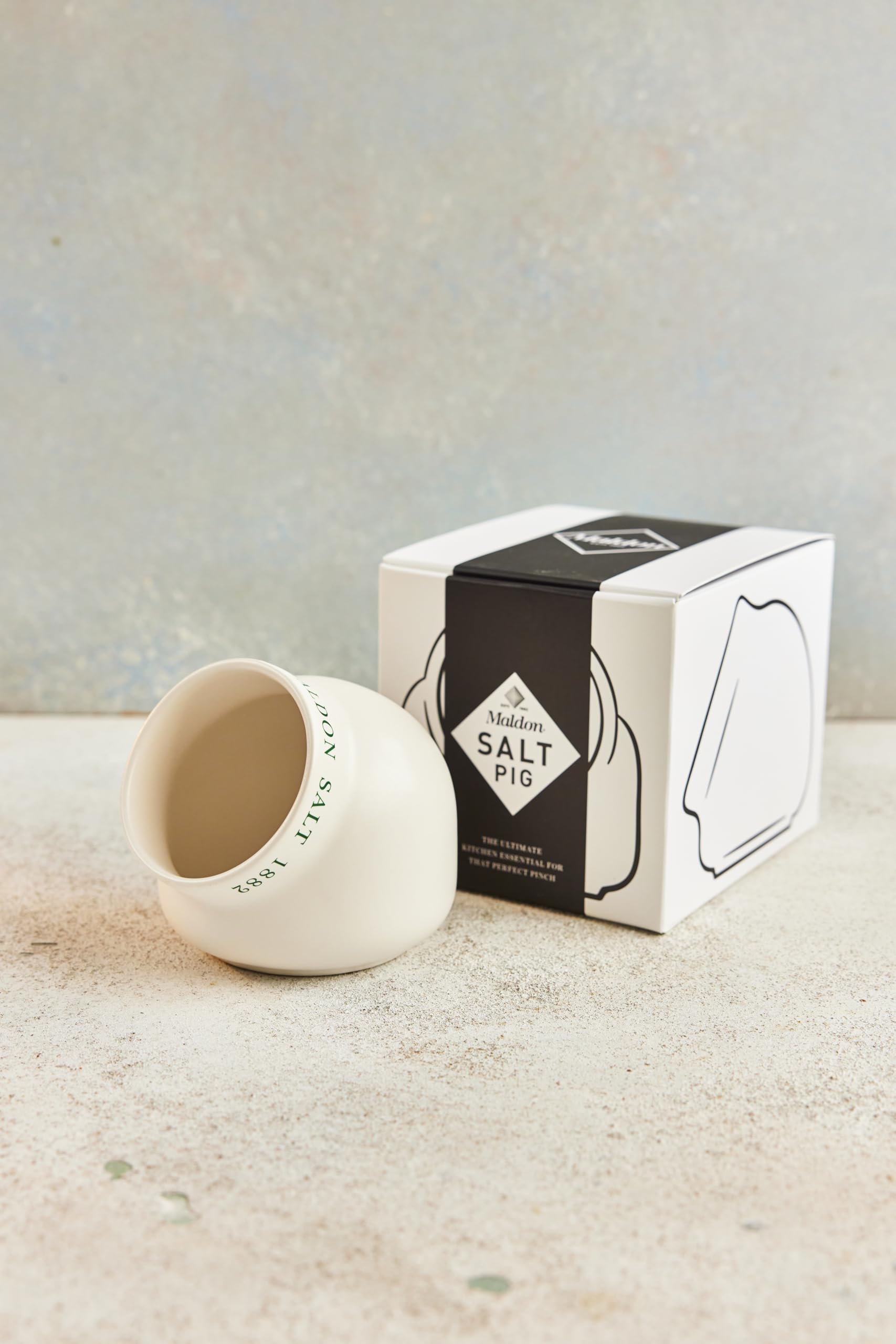 Maldon Ceramic Salt Pig - Classic Design for Countertop Storage | Cream/Off-white 3
