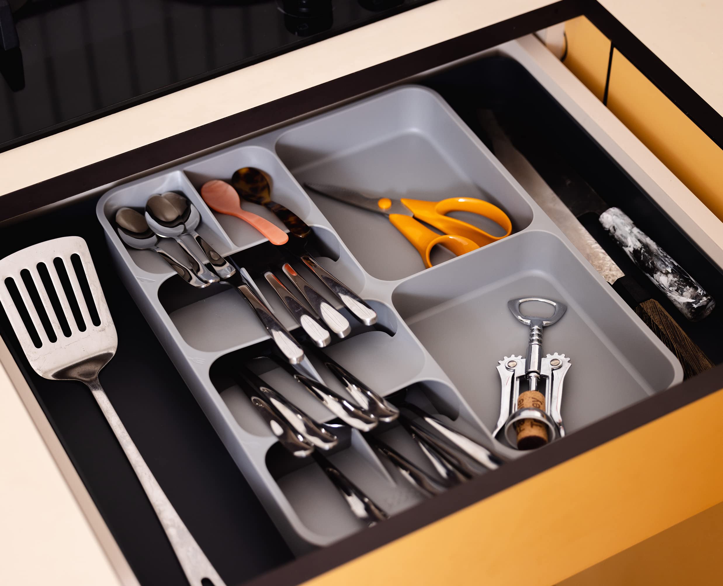 Joseph Joseph DrawerStore Expanding Cutlery Organiser | Grey Plastic | Fits 8cm+ Drawers 7