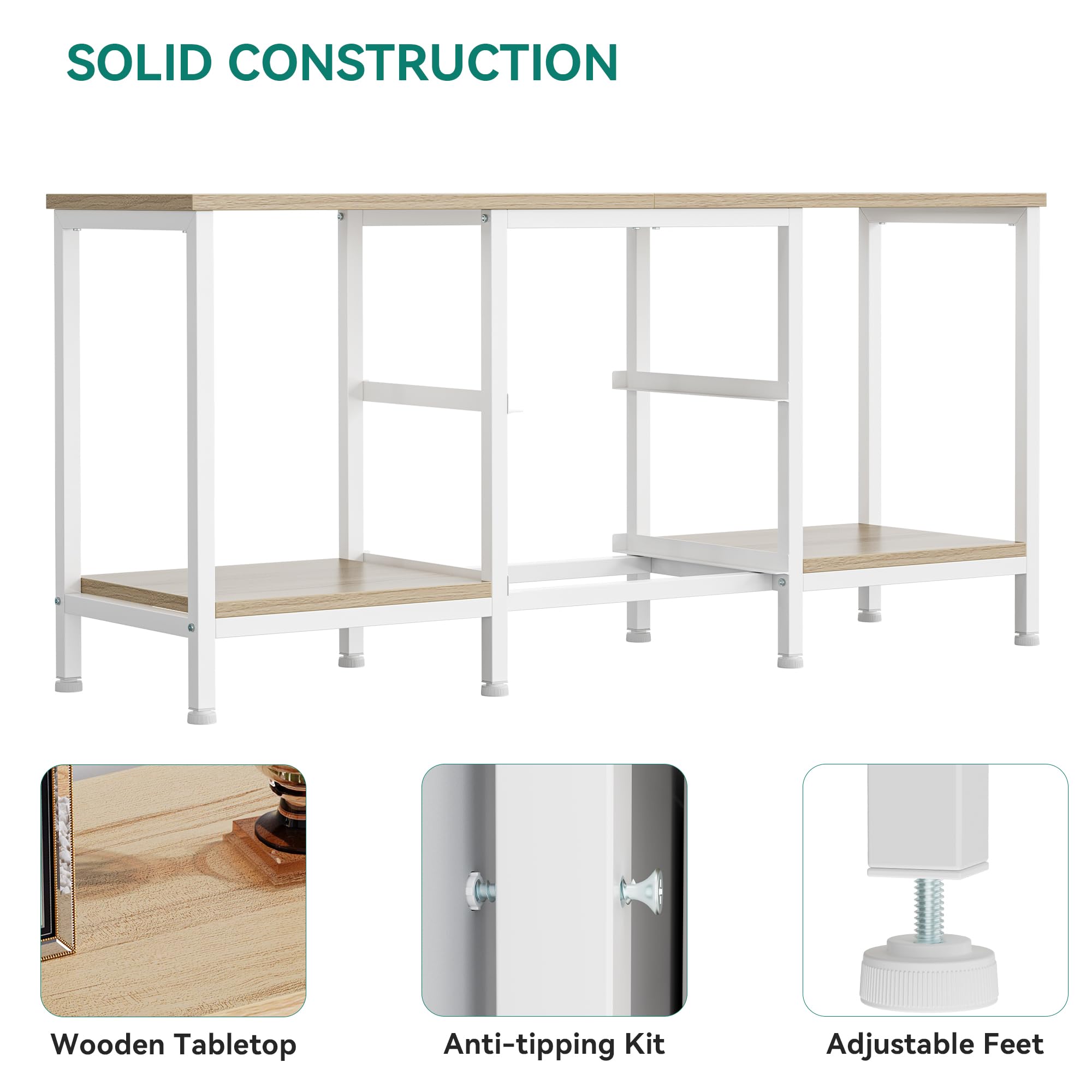 YITAHOME TV Stand for Up to 47 Inch TV | 110cm Length | 2 Fabric Drawers 5