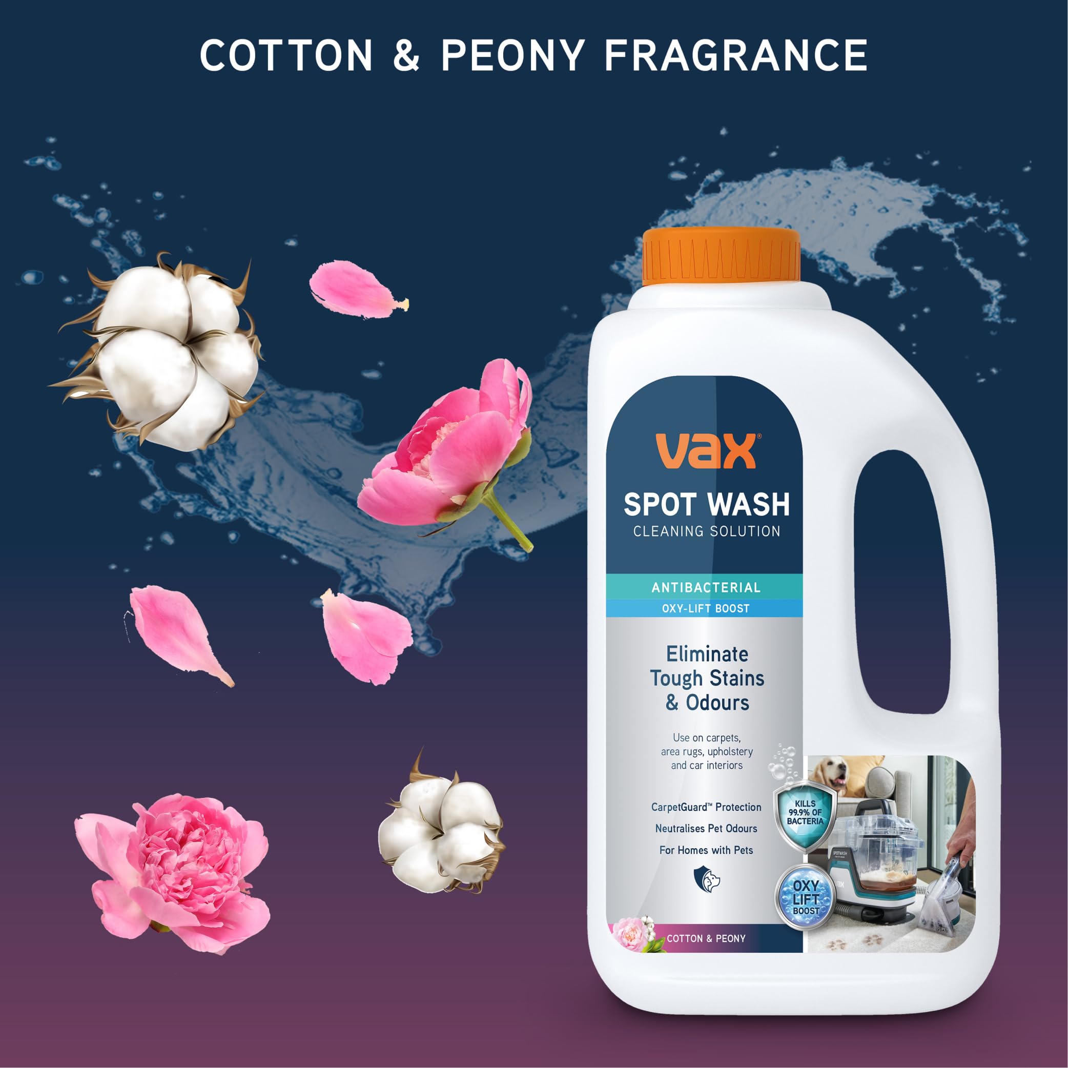 Vax SpotWash Antibacterial Carpet Cleaning Solution - 1.5L | Kills 99.9% Bacteria | Pet Safe 6