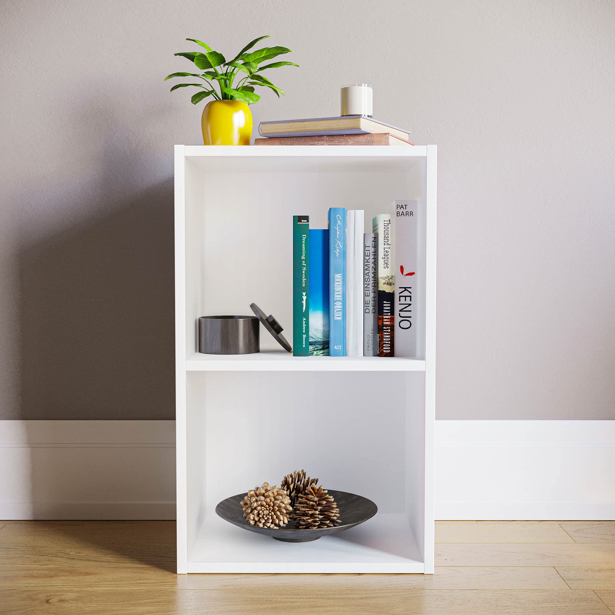 Vida Designs Oxford 2 Tier Cube Bookcase - White Wooden Shelving | H 54 x W 32 x D 24 Cm 2