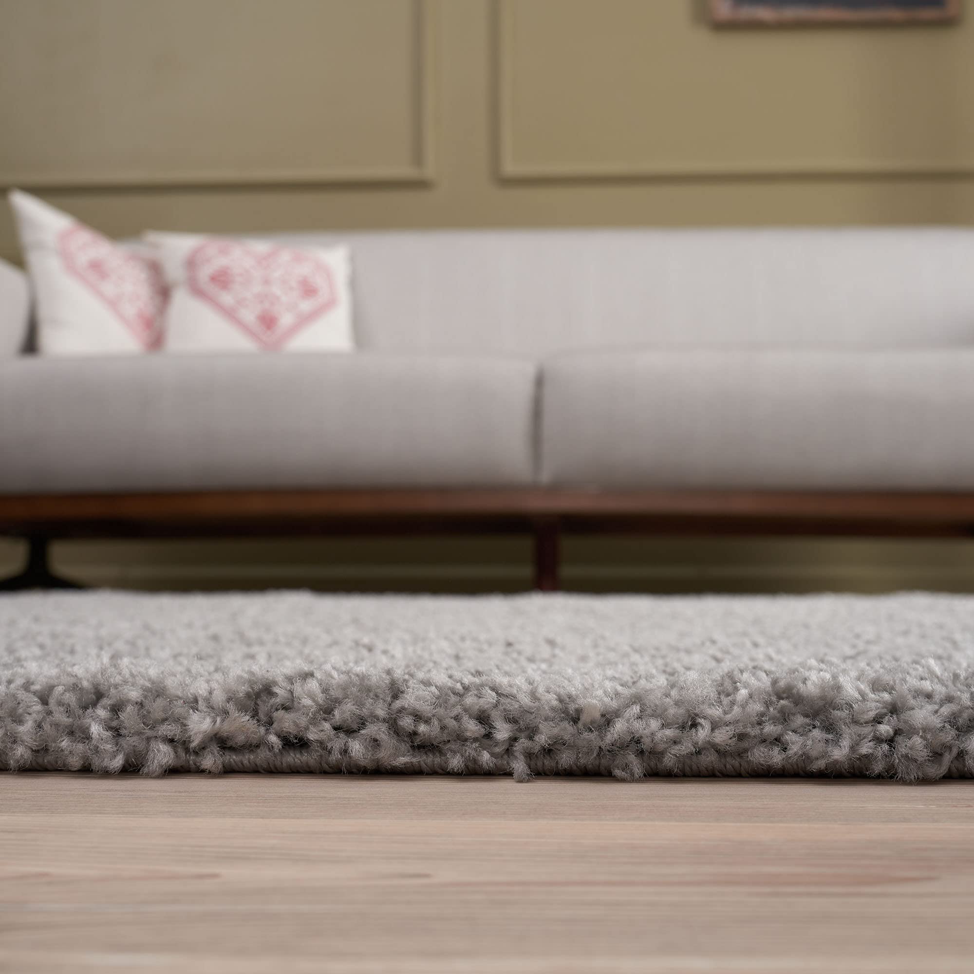 THE RUGS Shaggy Area Rug - Soft Polypropylene | 60 x 110 cm Grey | Oeko-Tex Certified 8