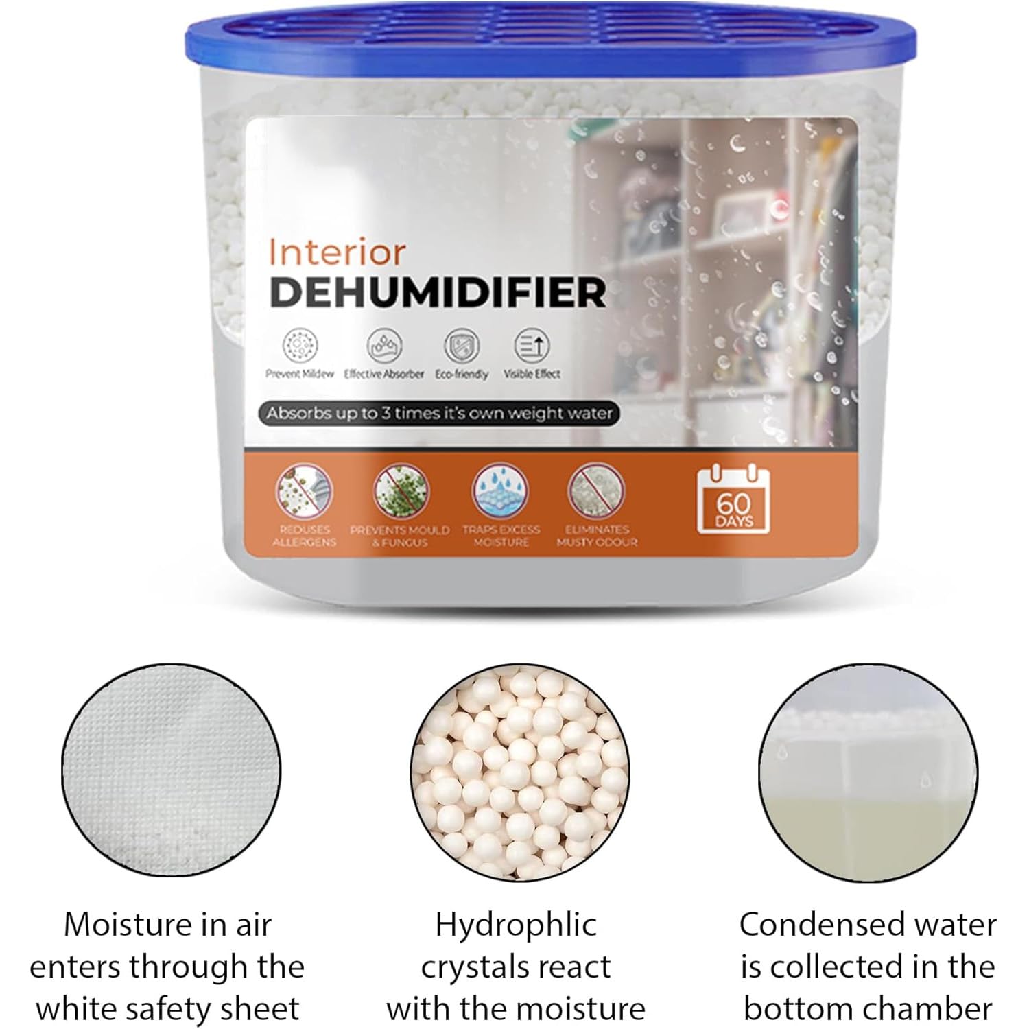 Roe Tenpo Disposable Dehumidifier 500ml - Moisture Absorber for Home, Car, Wardrobe | 5 Pack 7
