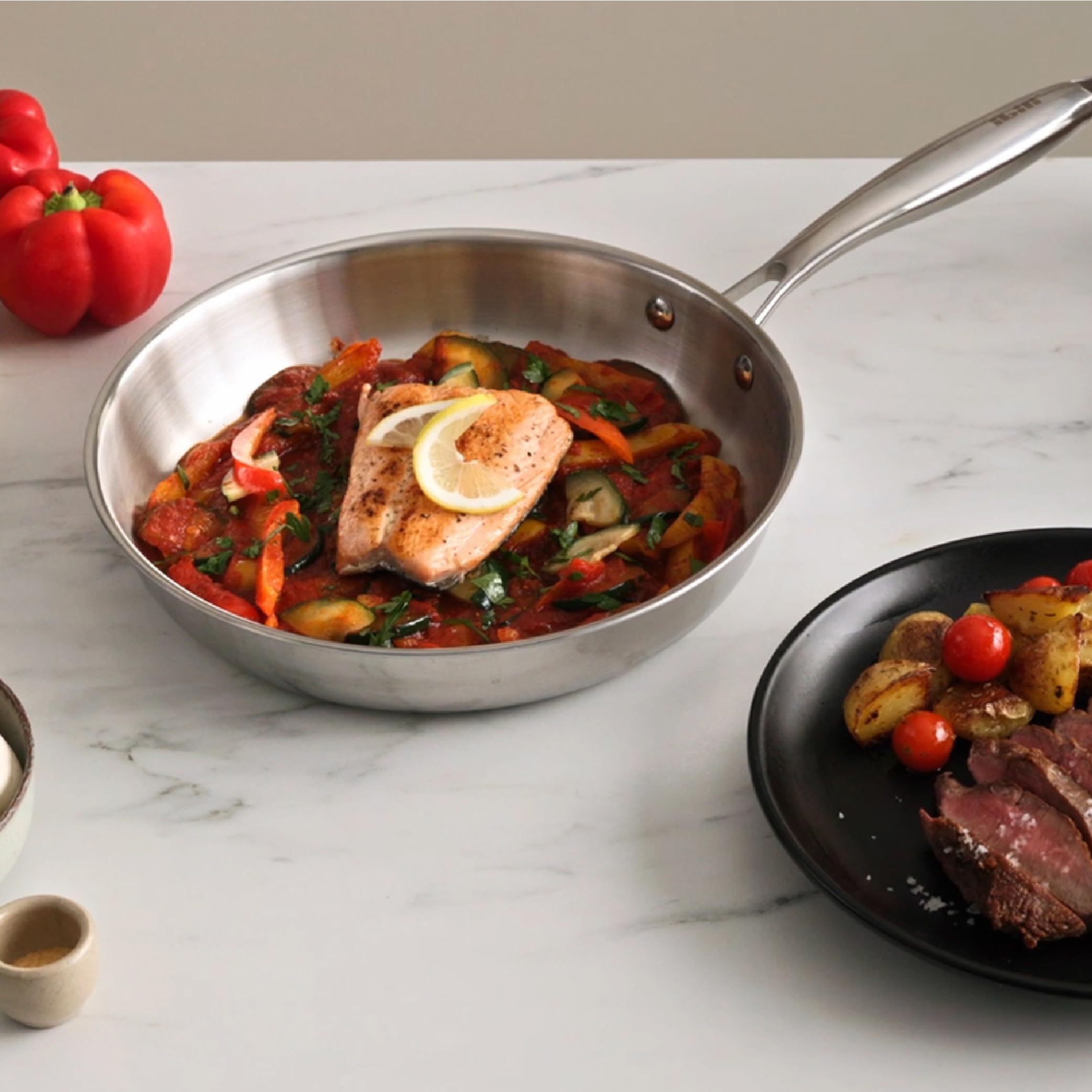 IBILI Triply Natural Frying Pan - 22 cm Diameter | Tri-Ply Stainless Steel & Aluminum | Induction Compatible 11