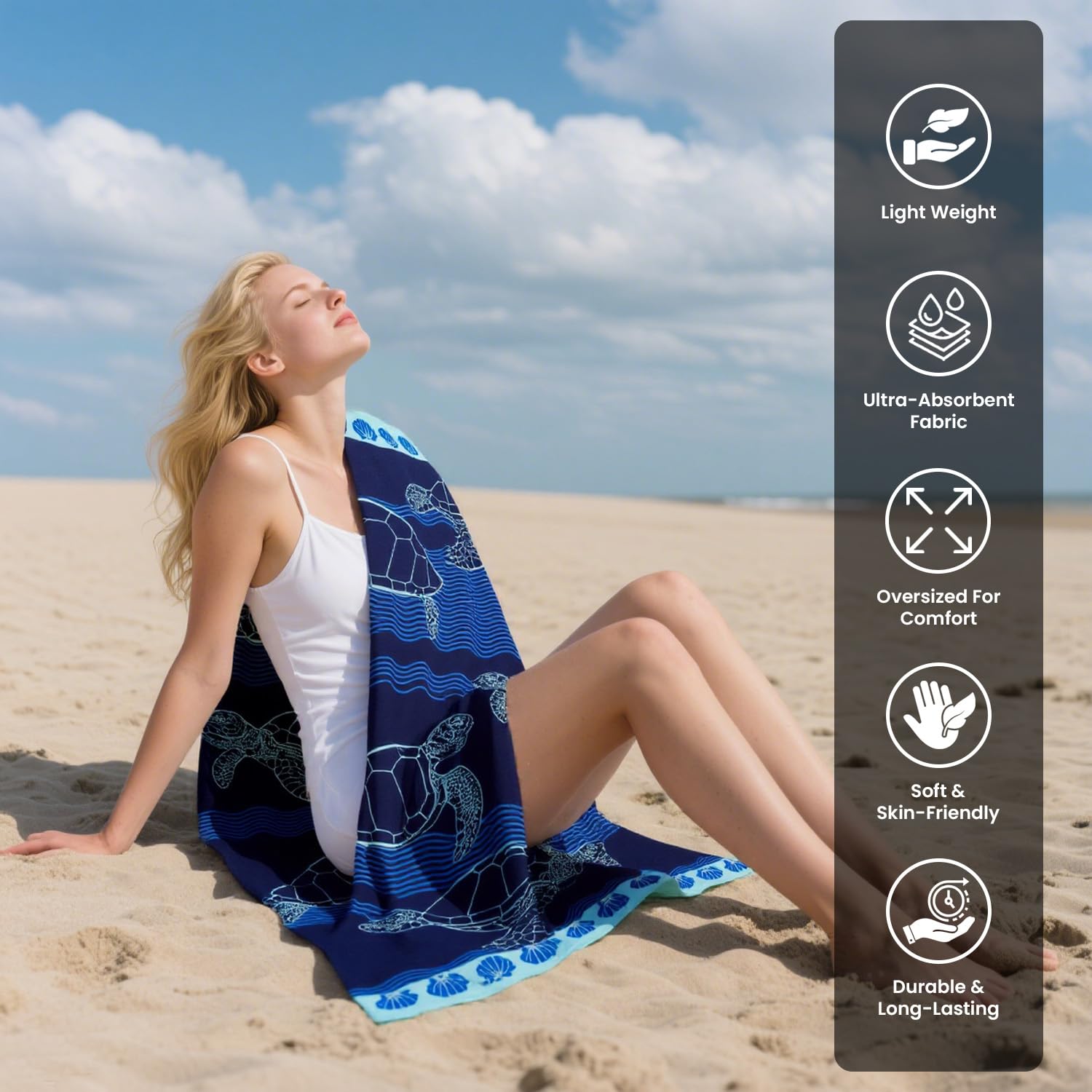 GC GAVENO CAVAILIA Extra Large Beach Towel - Quick Dry Microfibre, Sand Free, Non-Slip | 180 x 100 cm (1 Piece) 2