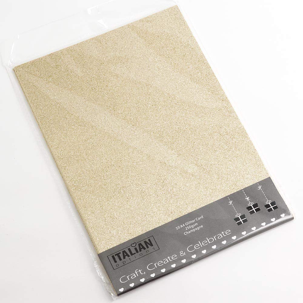 Italian Options 250GSM Non-Shed Glitter Card Stock - Champagne | A4, 10 Sheets 1