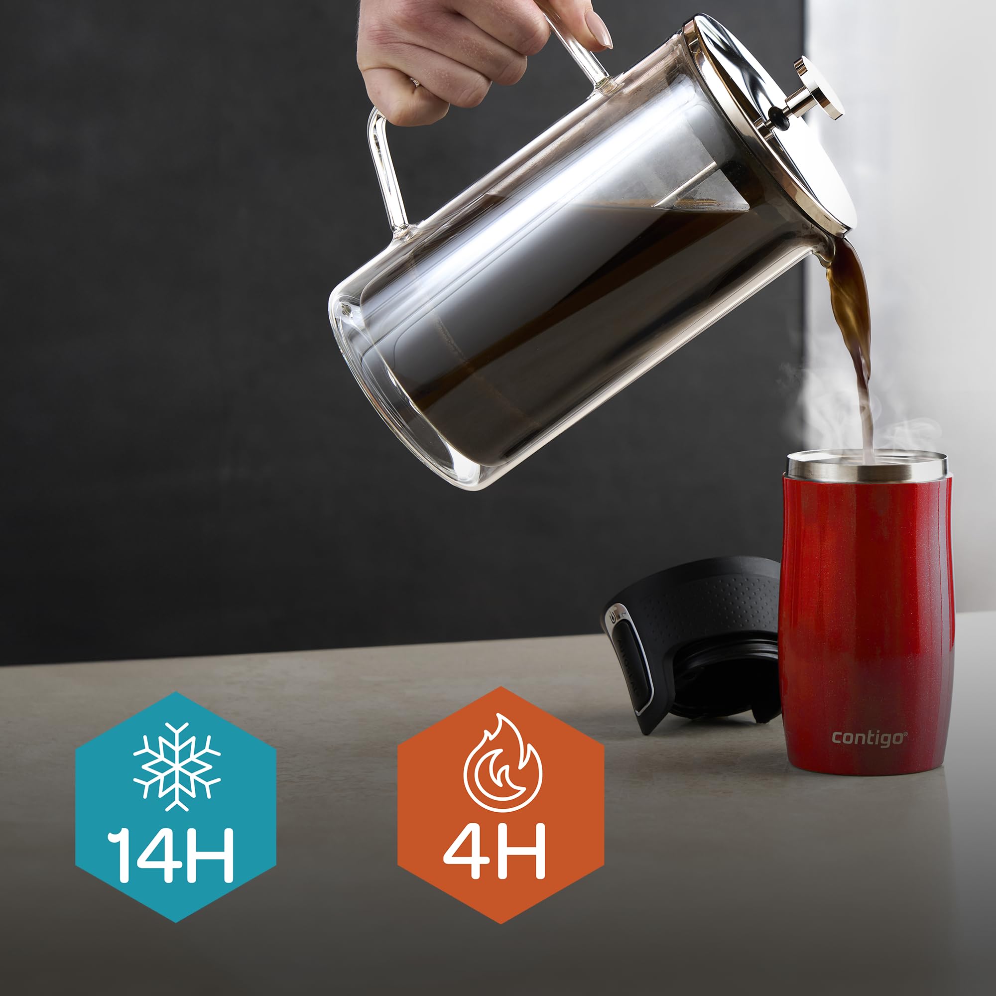 Contigo West Loop Mini Autoseal Travel Mug - 300ml Stainless Steel | Hot 4h/Cold 14h | Leak Proof 5