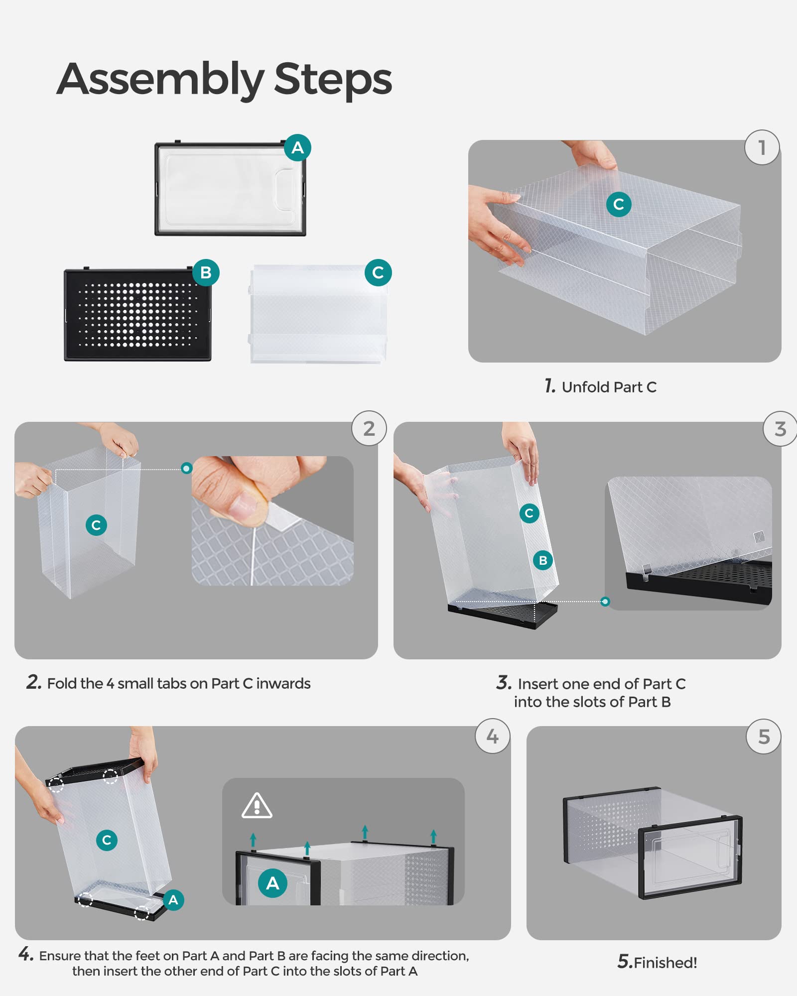 SONGMICS Shoe Boxes - Pack of 18 Stackable Storage Organisers | Fits UK Size 11 | Transparent 7