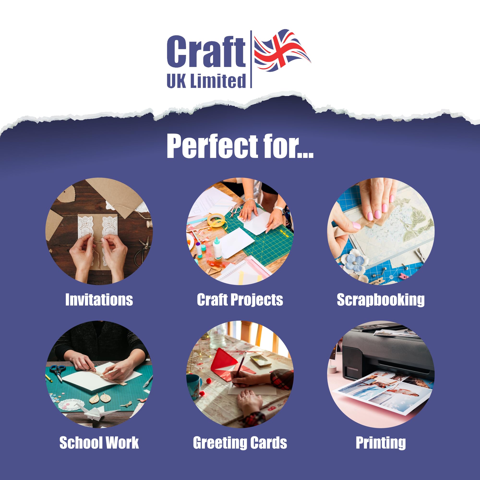 Craft UK A4 Smooth Card Stock - 300gsm, 100 Sheets, White | Made in Great Britain 5