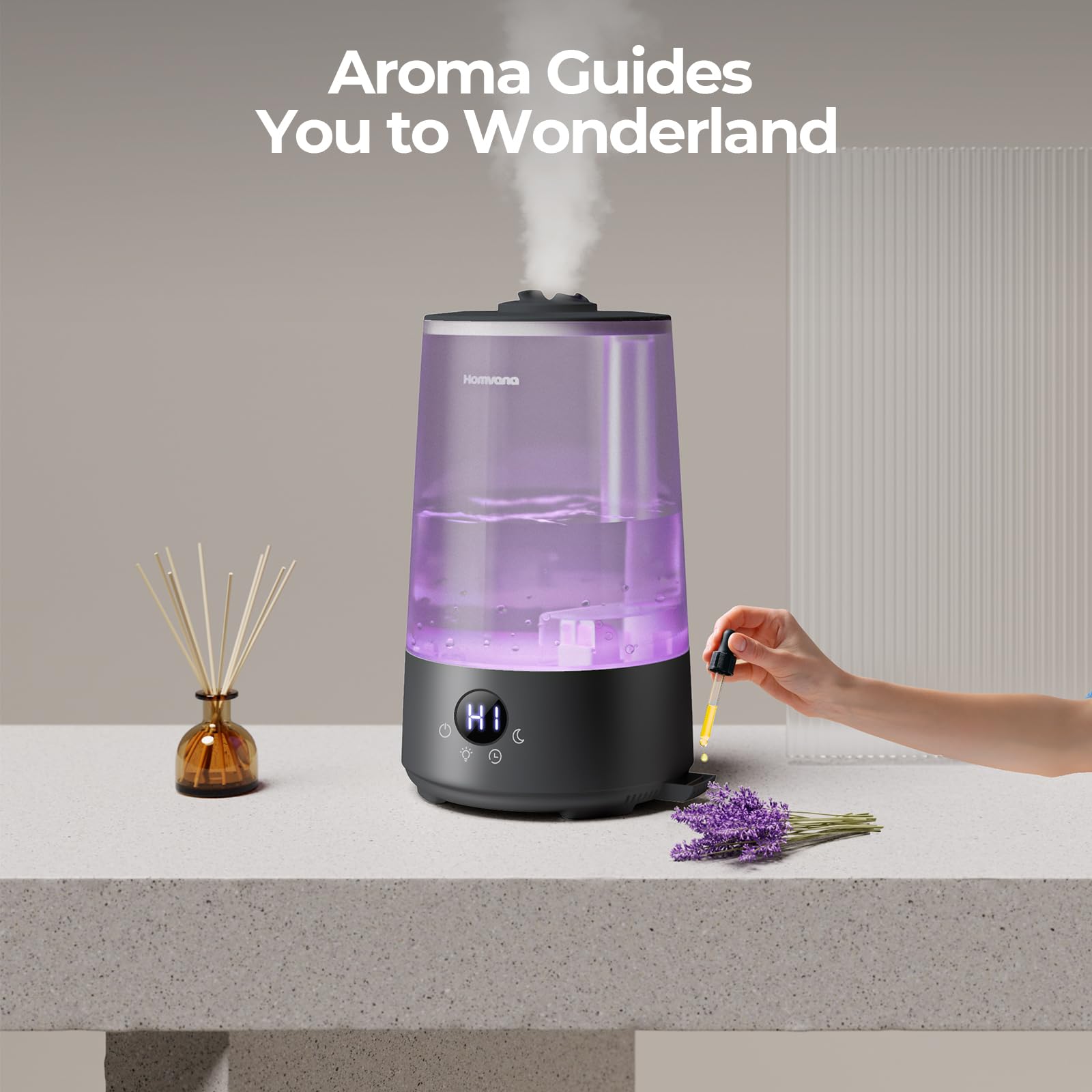 Homvana H101 3.6L Cool Mist Humidifier for Bedroom | 34 Hr Runtime | SilentSpray <16dB 7