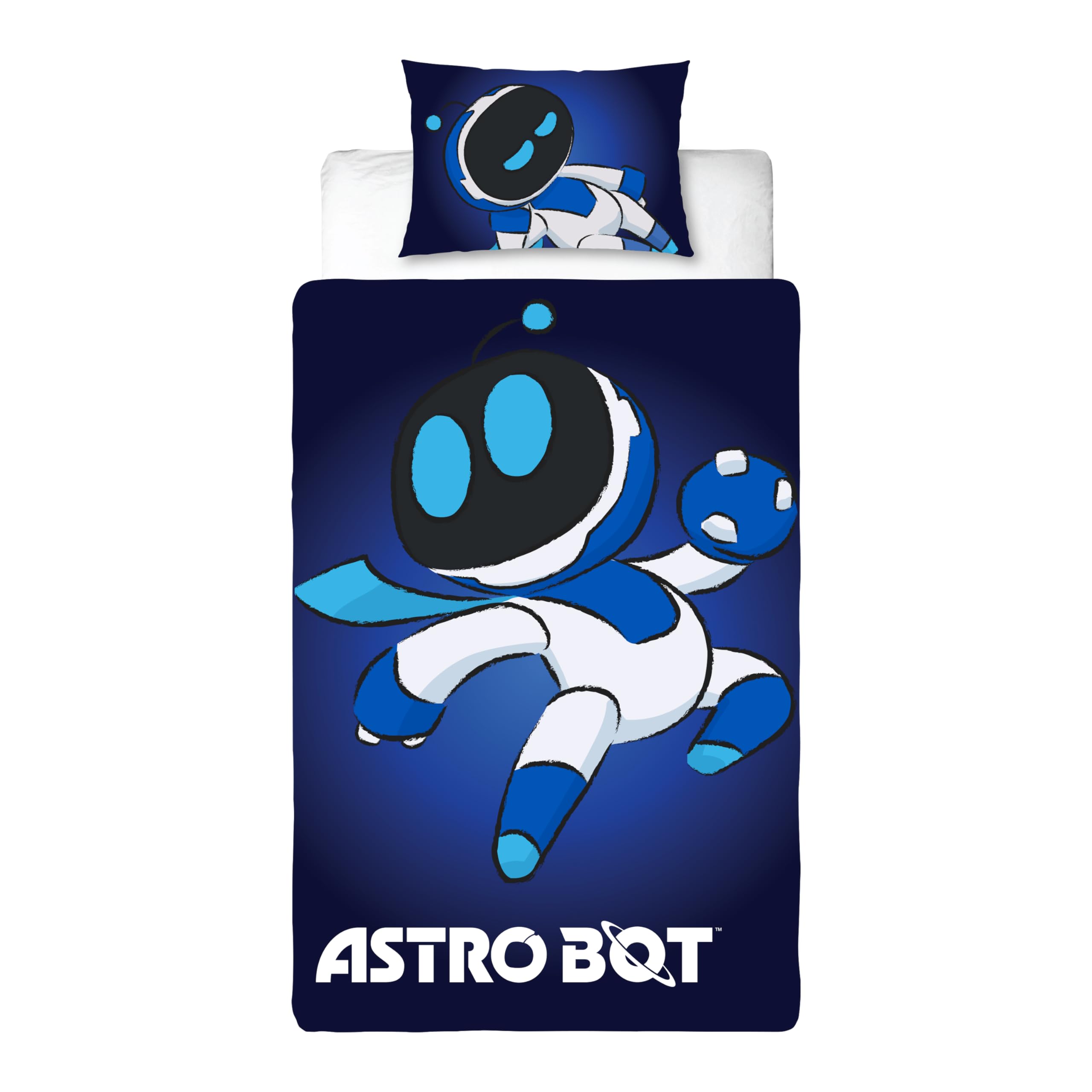 Character World Astro Bot Official Single Duvet Cover Set | Reversible Space Gaming Design | Blue 2