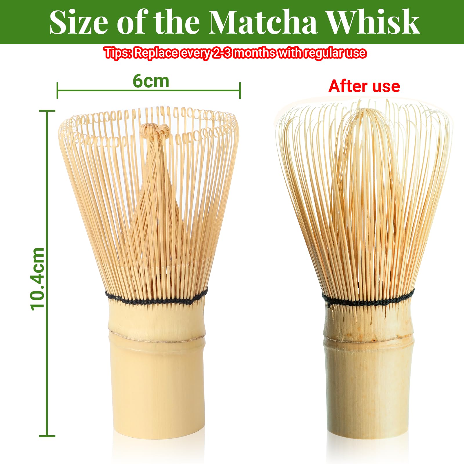 Alyvisun Bamboo Matcha Whisk with 76 Prongs - Handcrafted Chasen for Smooth Foam | Brown 6