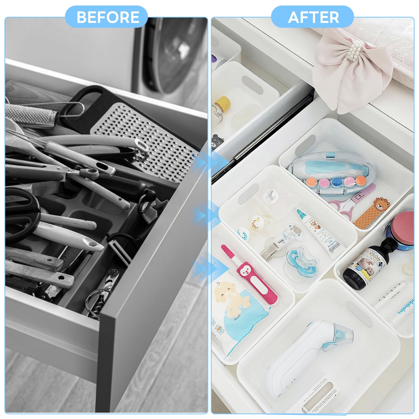 Woobroo 10 Pack Storage Boxes - Stackable White PP Plastic Organizers | 24x16x10 cm 3