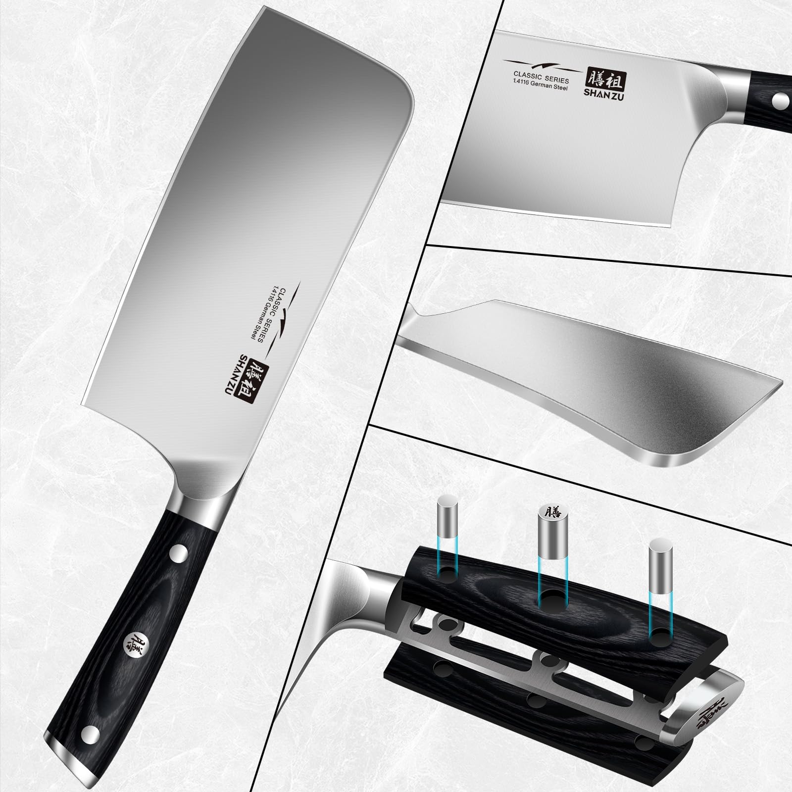 SHAN ZU Santoku Knife - 7 Inch High-Carbon German Stainless Steel Blade | Pakkawood Handle 4