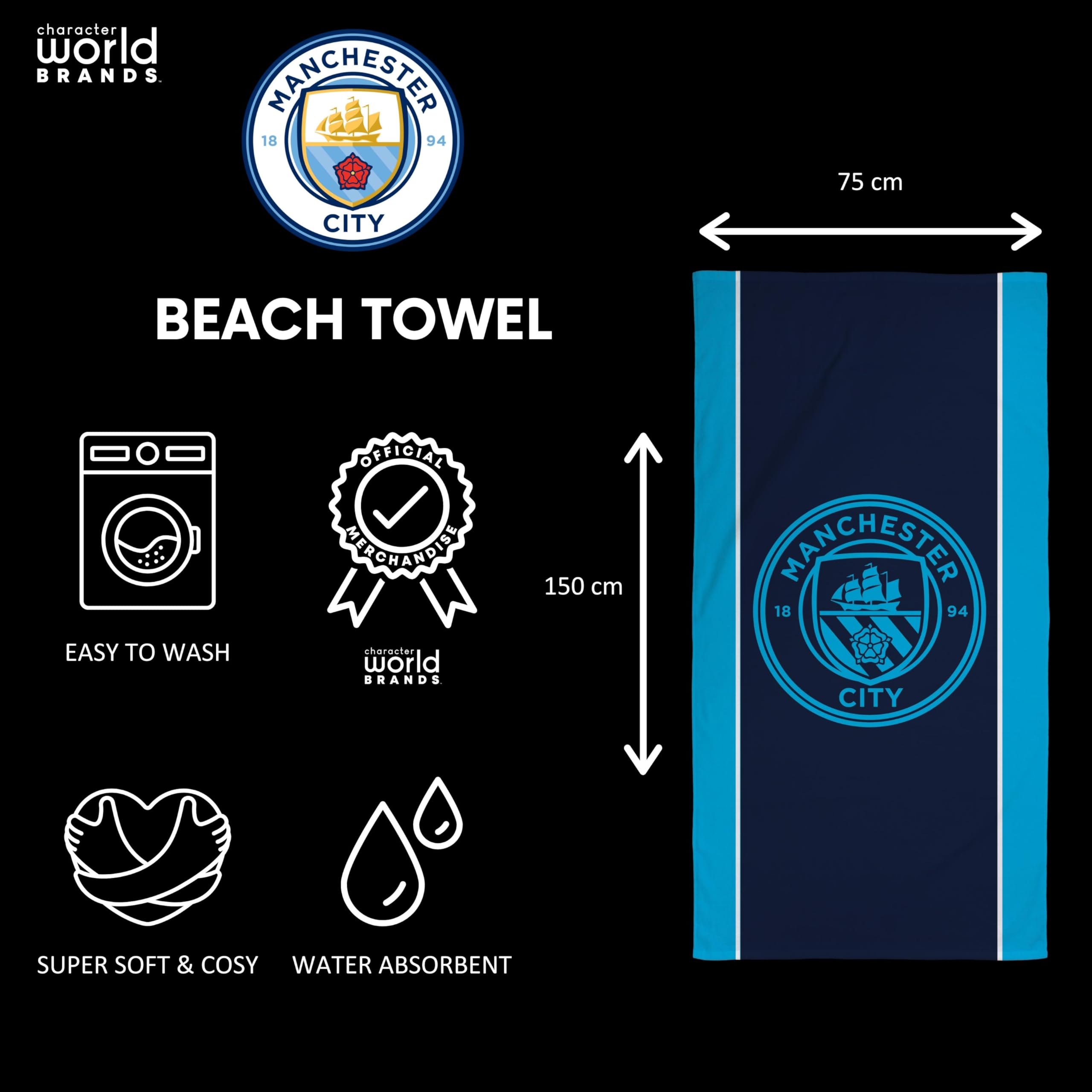 MANCHESTER CITY FC Beach Towel - Super Soft Cotton | 75 x 150 CM | Official Merchandise 4