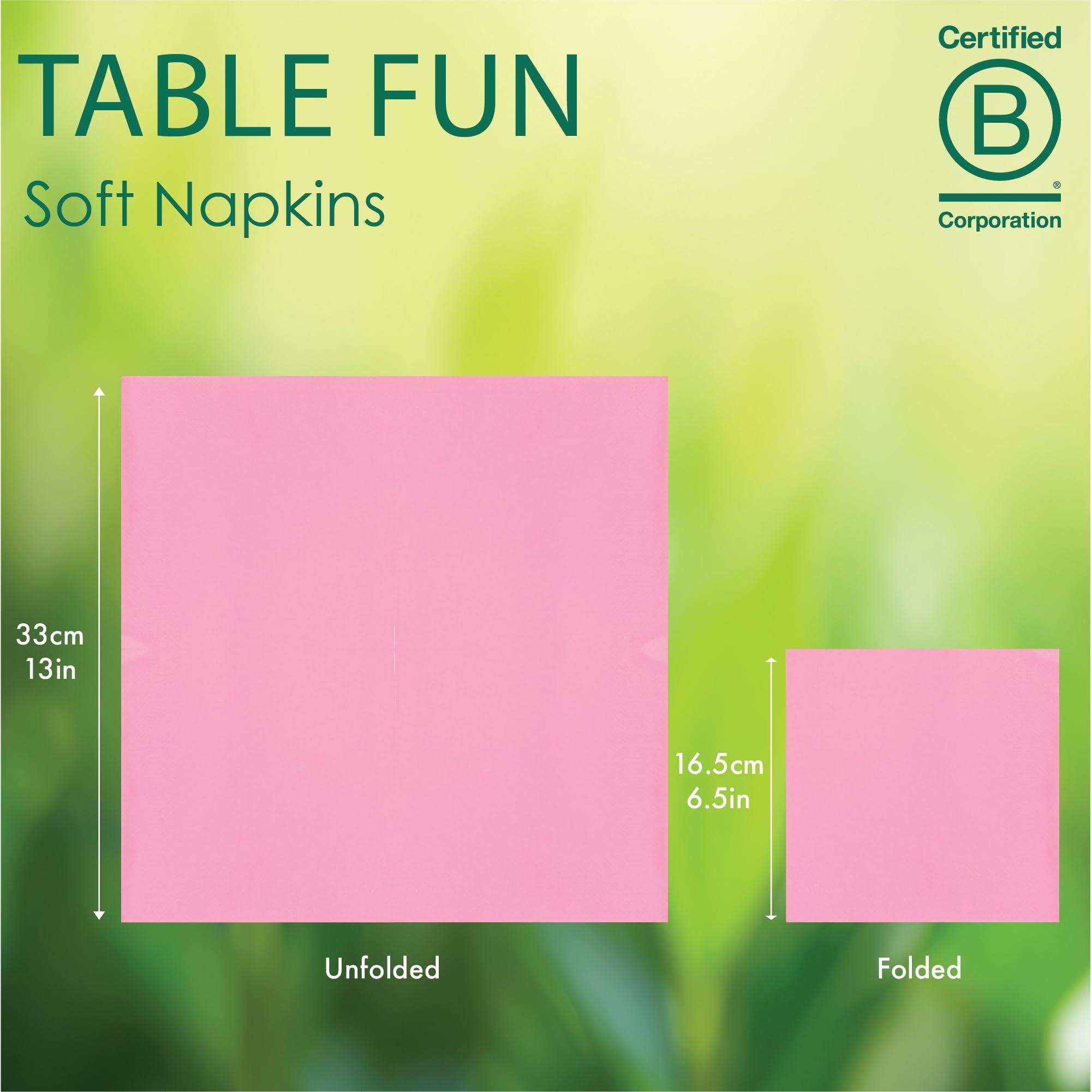 Talking Tables Soft Pink Paper Napkins - 100 Count, 2-Ply, 33cm Unfolded | Recyclable 3