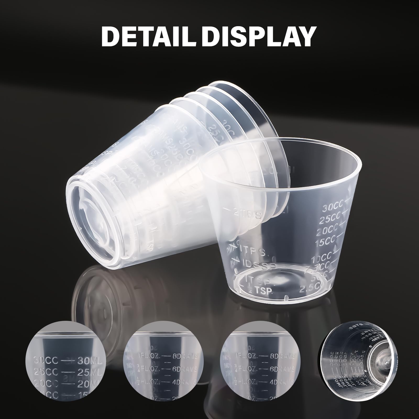Admygo 10 PCS 30ml/1oz Clear Plastic Measuring Cups - Reusable Graduated Dosing Tool for Kitchen & Lab 5