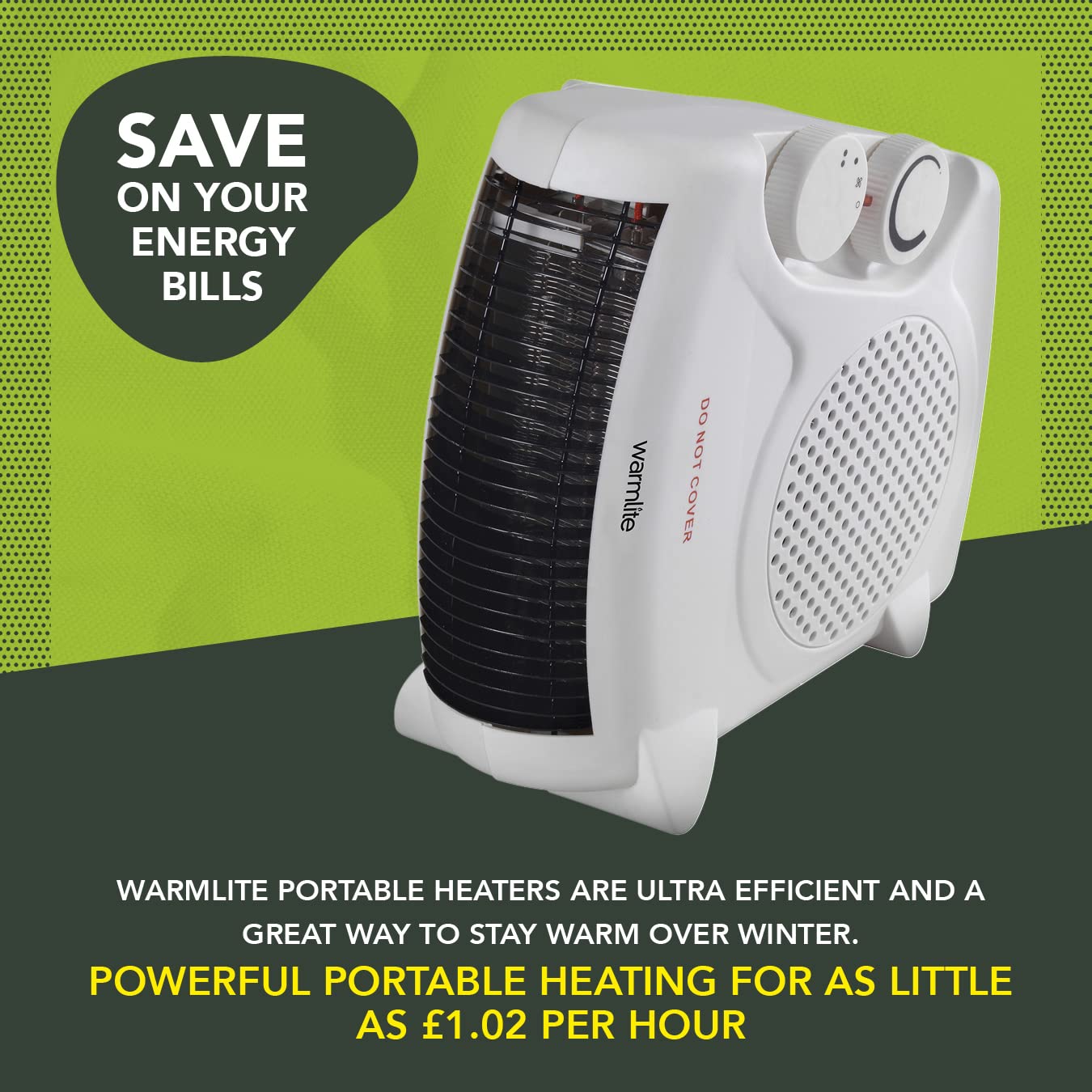 Warmlite WL44001 Thermo Fan Heater - 2000W Max Power | 2 Heat Settings | Portable 4