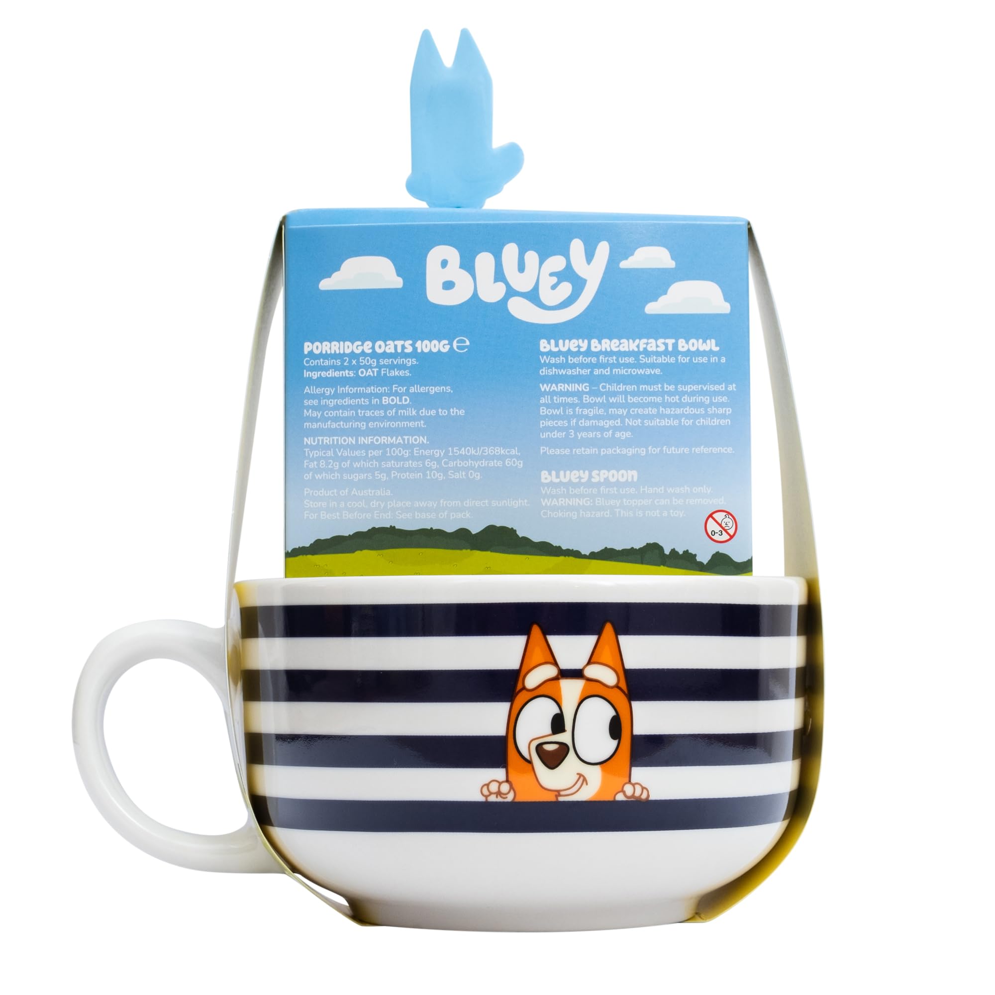 BEAMS INTERNATIONAL Bluey Ceramic Bowl & Spoon Set with 100g Porridge Oats | Ages 3+ 6