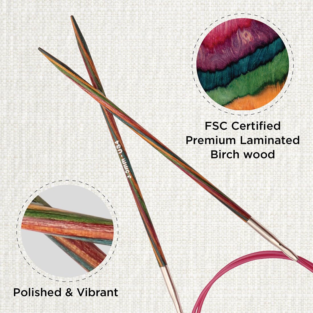 KnitPro Symfonie Fixed Circular Needles - 60 cm x 3.5 mm | Lightweight Birch Wood | KP21320 2