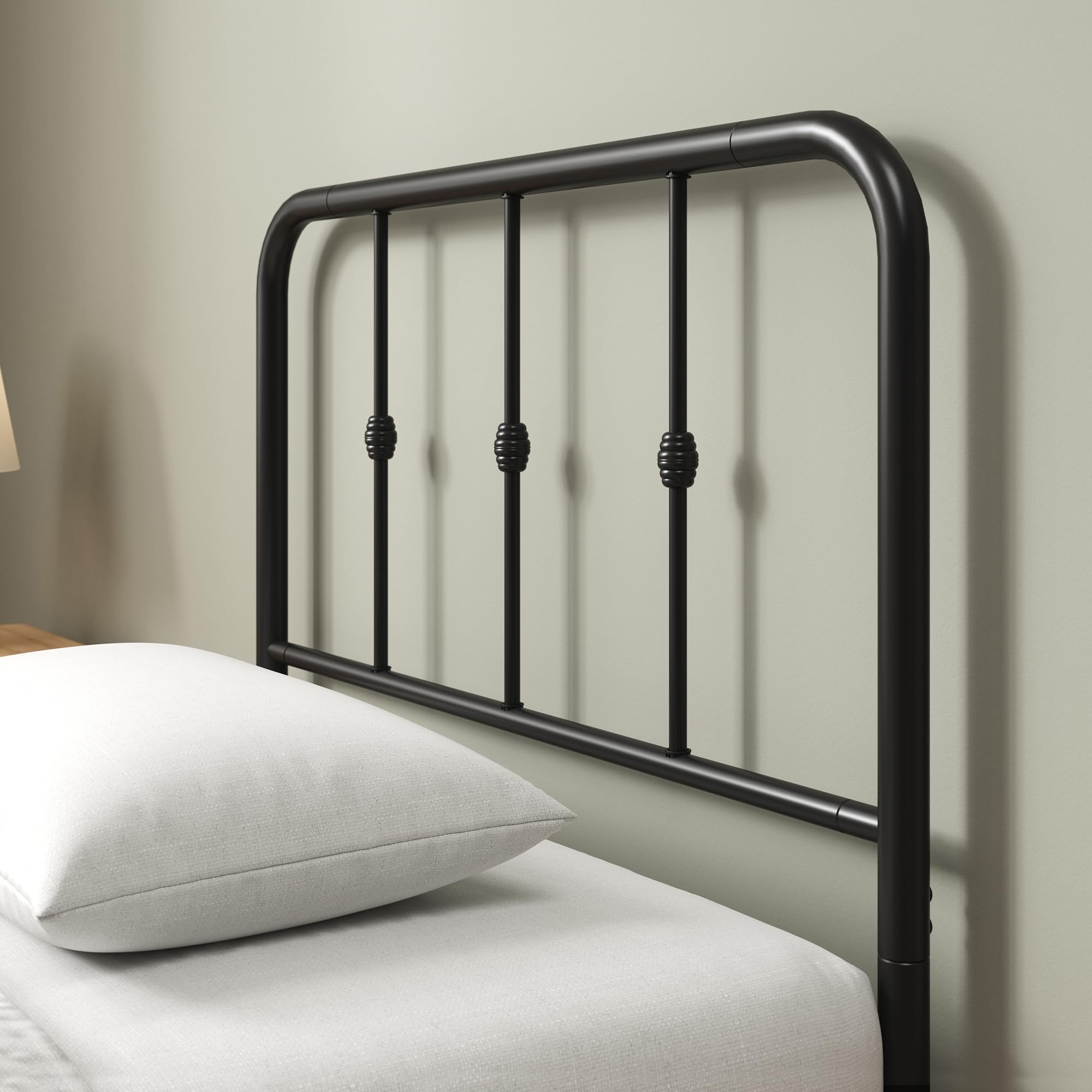 Zinus Florence Single Bed Frame - Vintage Style Metal Base with Headboard | 14'' Storage Height | Black 4
