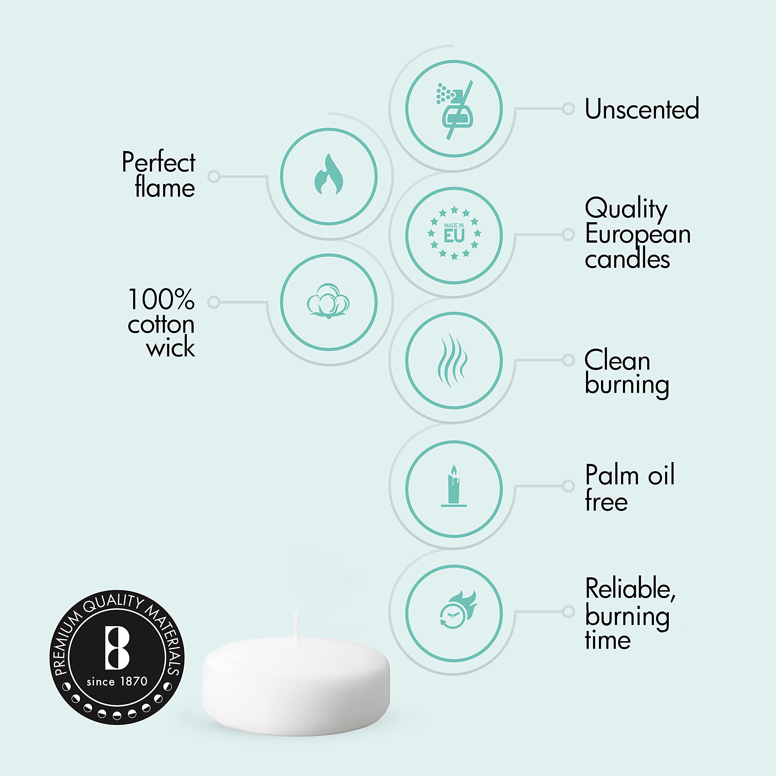 BOLSIUS Maxi Floating Candles - White, 12 Pieces | Ø 7.6 cm | 8 Hour Burn Time 6
