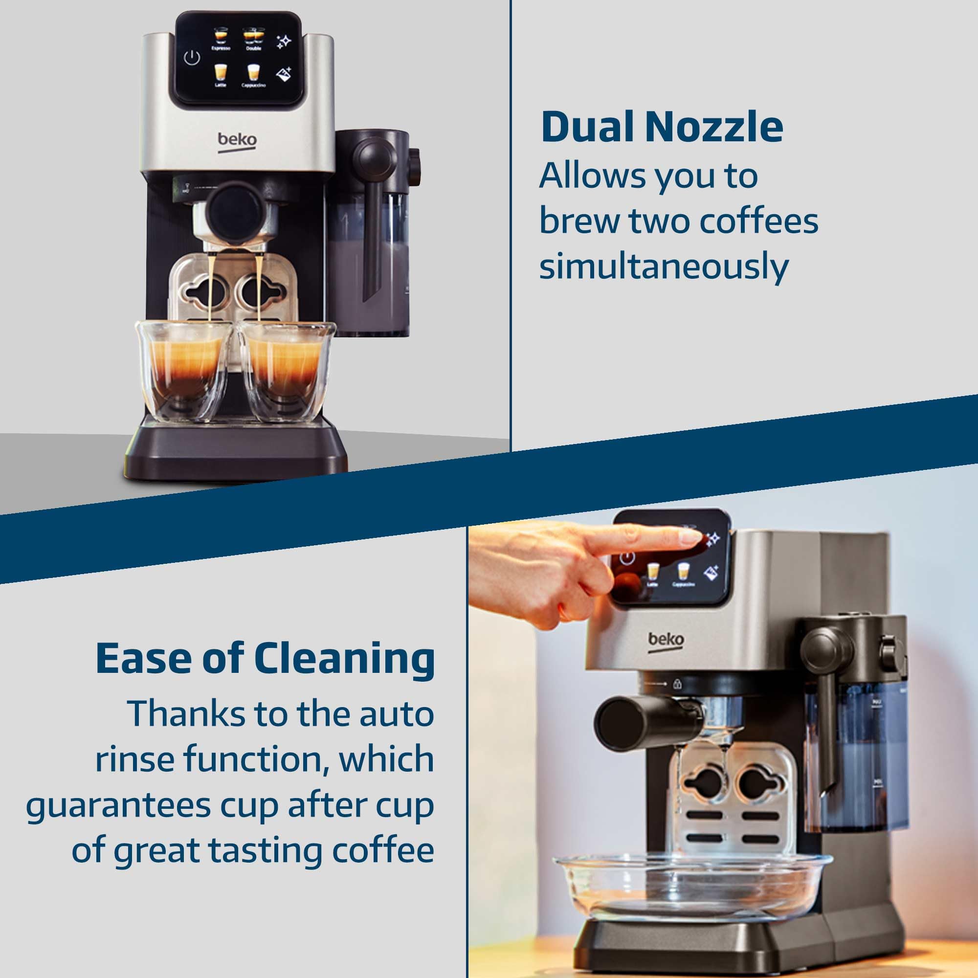 Beko CaffeExperto CEP5304X Semi Automatic Espresso Machine | 15 Bar Pressure | Colour Touch Display | Silver 9