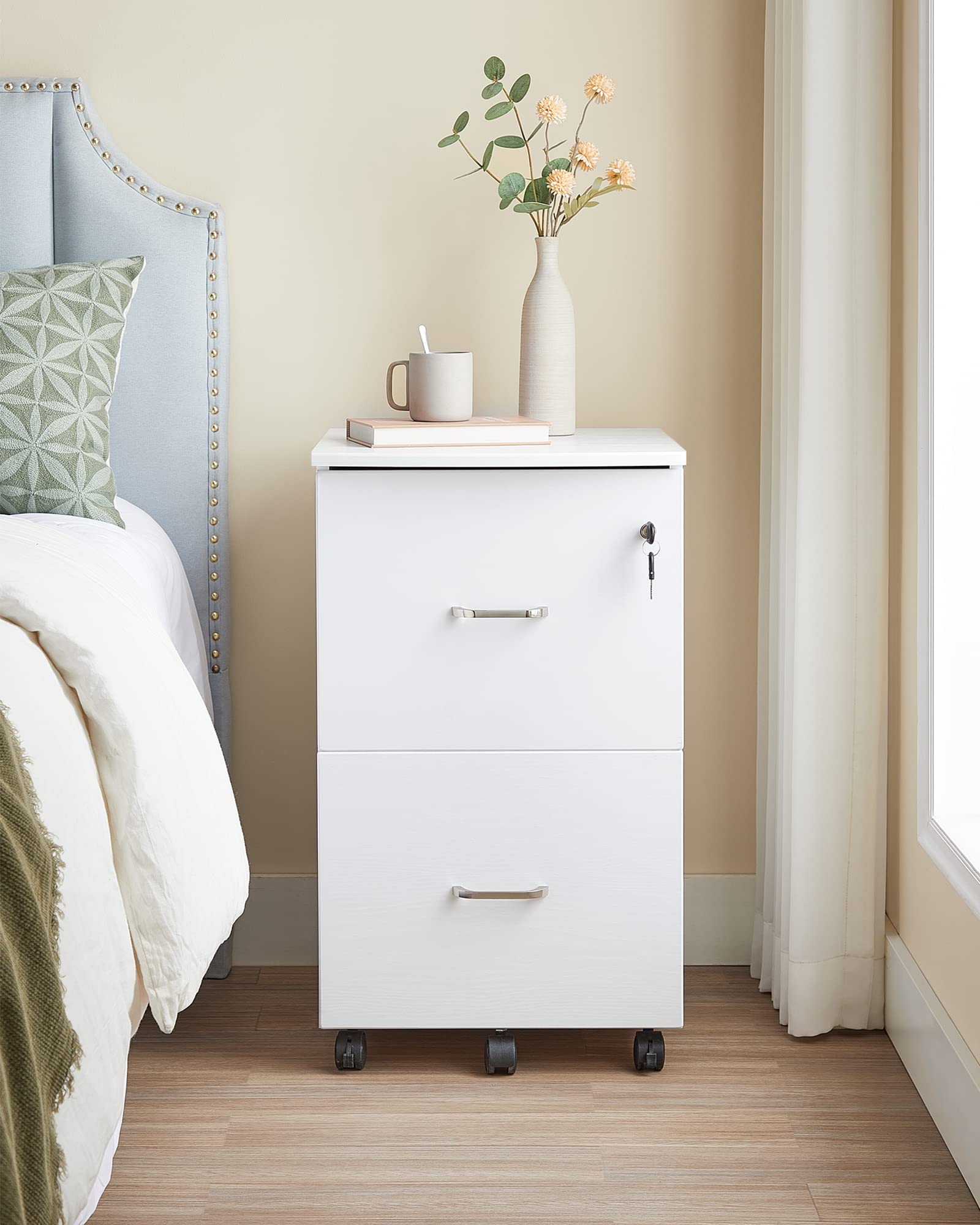 VASAGLE Mobile File Cabinet - 2 Lockable Drawers | White Finish | Fits Under Desk | 43 x 44.5 x 72 cm 4