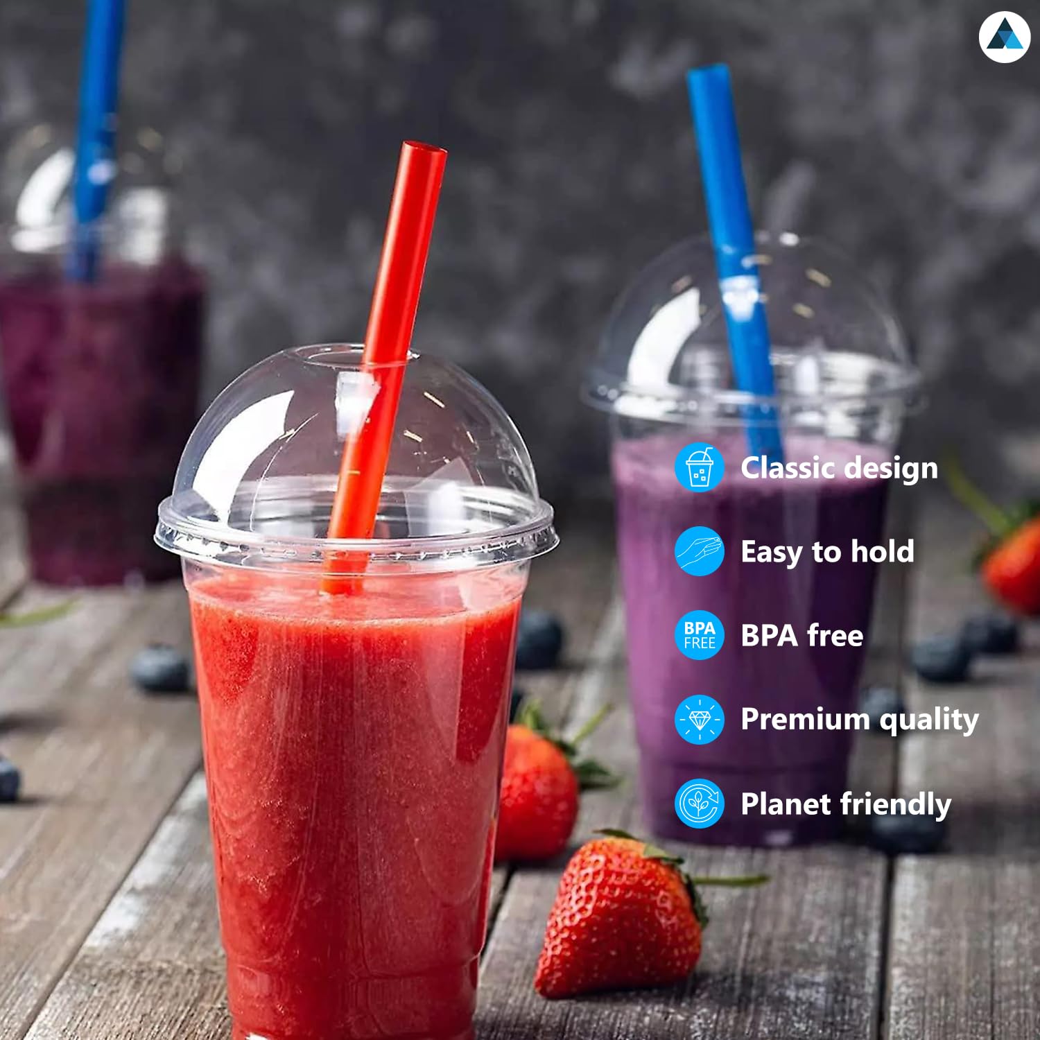 Nationwide Paper Strong Smoothie Cups with Dome Lids | 12oz | 50 Count | Transparent Plastic 3