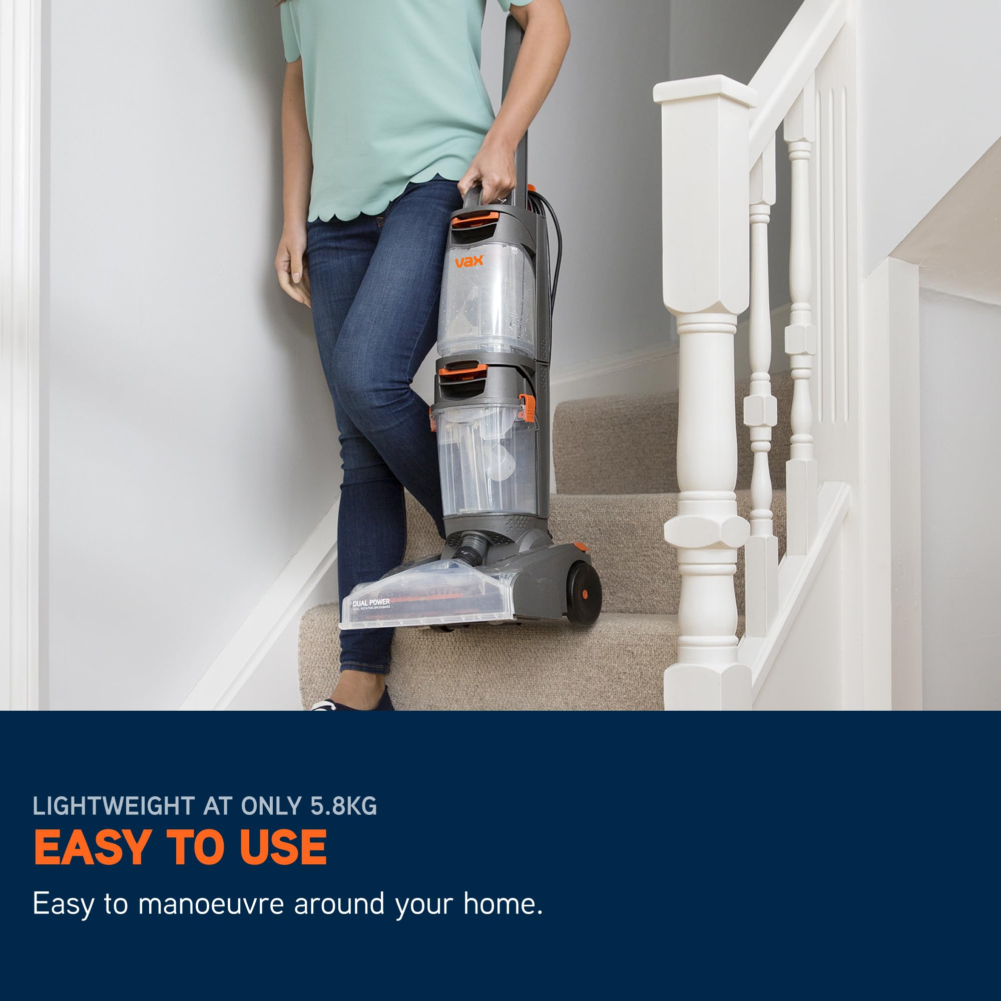 Vax Dual Power Carpet Cleaner Machine - Dual Rotating Brush | 2.7L Clean Tank | Orange 4