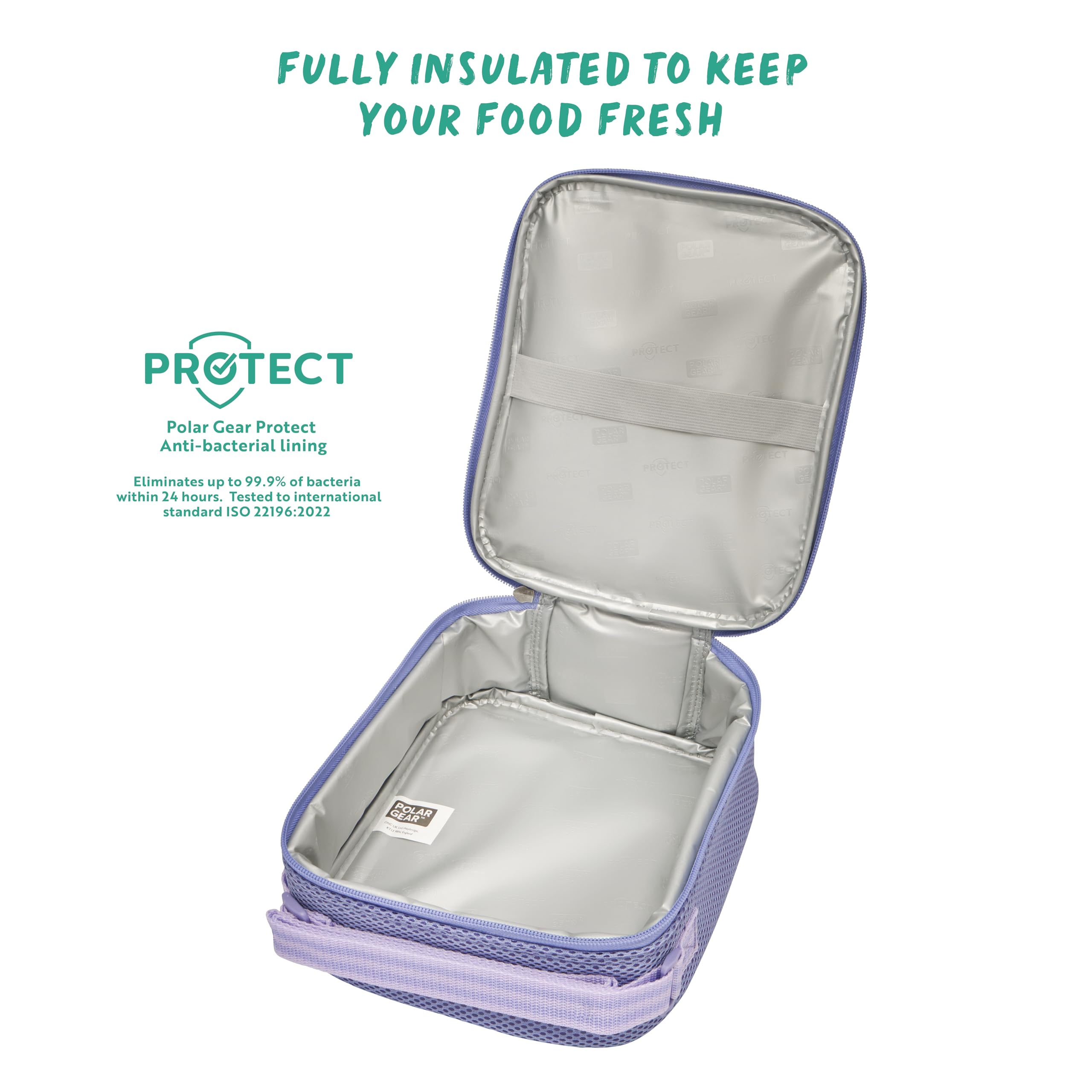 Polar Gear Insulated Kids Lunch Bag - Adjustable Strap | Wipe-Clean Antibacterial Lining | Heather 3