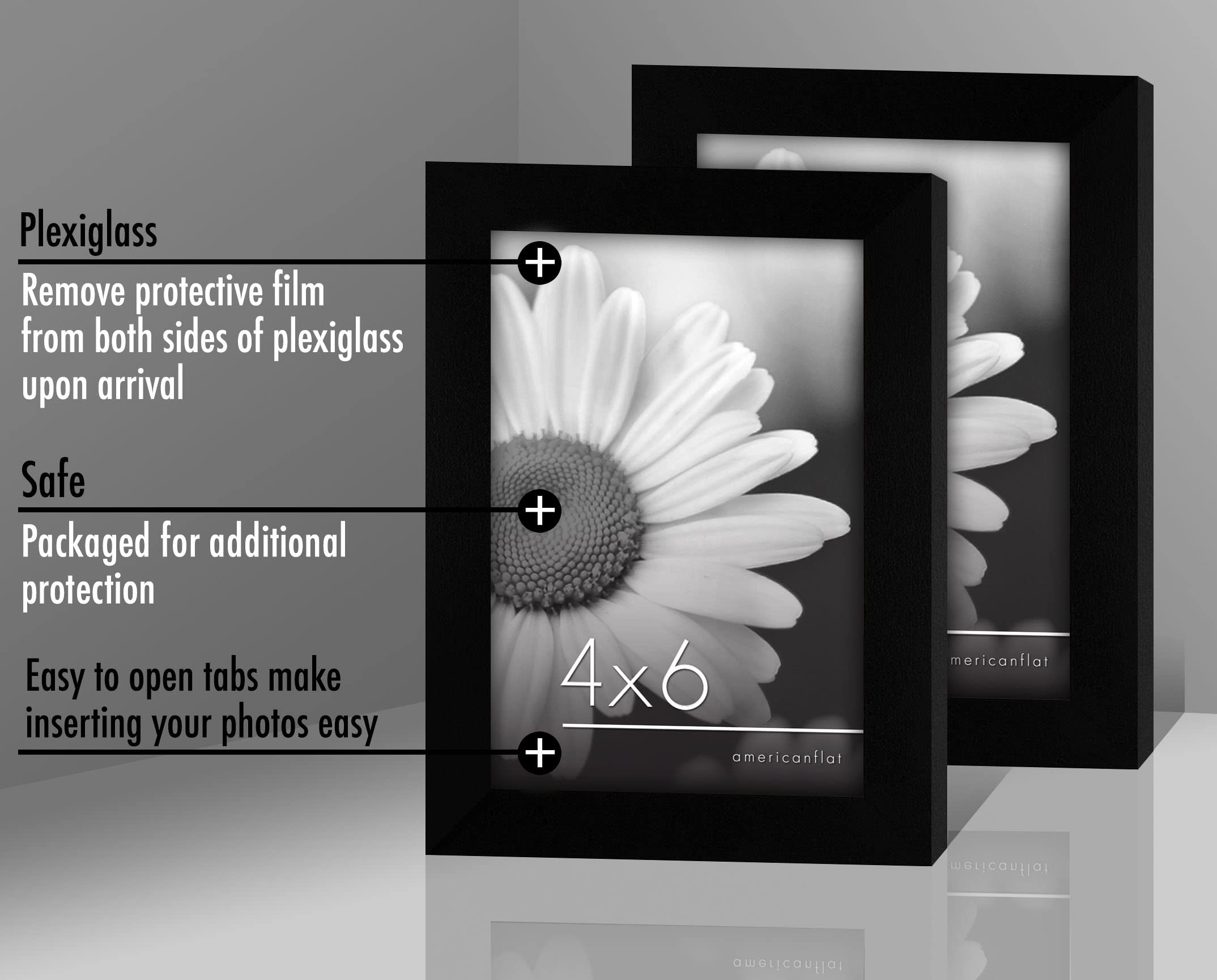 Americanflat 6x4 Photo Frames Set of 6 - Black Gallery Wall Picture Frames | Engineered Wood | Tabletop & Wall Mount 7