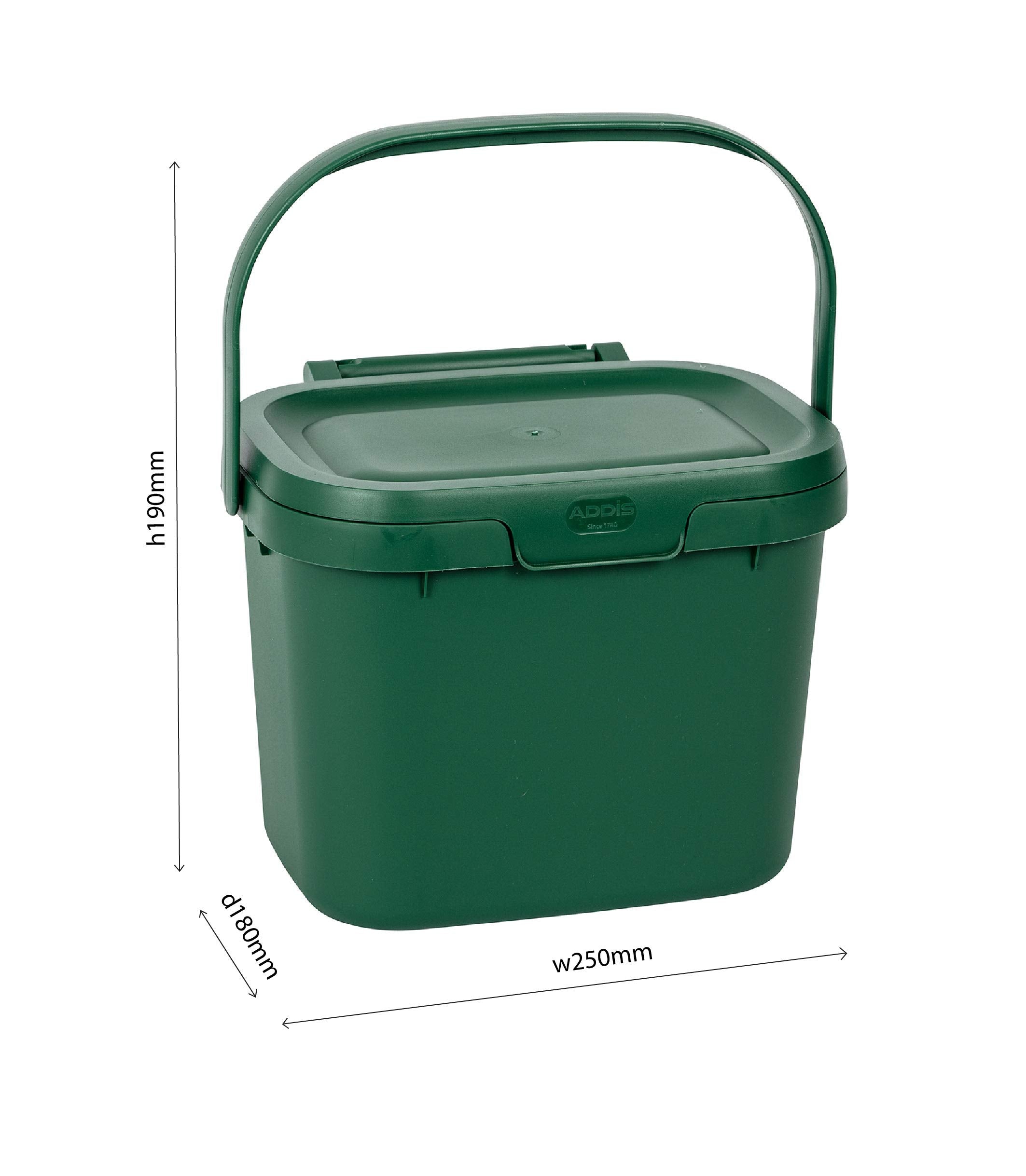 Addis Everyday Kitchen Food Waste Compost Caddy Bin - 4.5 Litre Capacity, Mist Soft Green | Dishwasher Safe 5