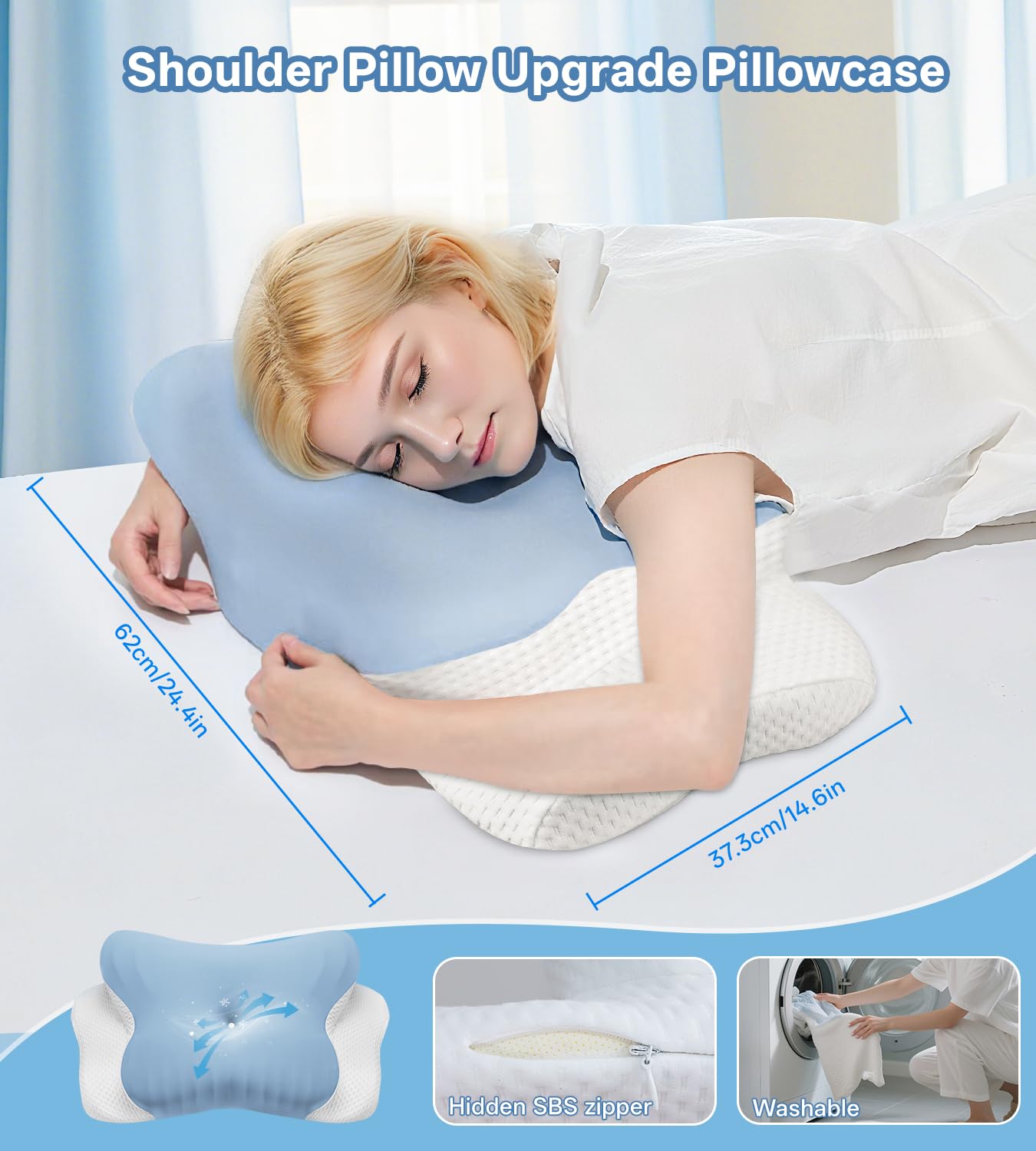 MISSCOZY Ergonomic Cervical Pillow for Neck Pain - Dual Height Memory Foam | Blue 8