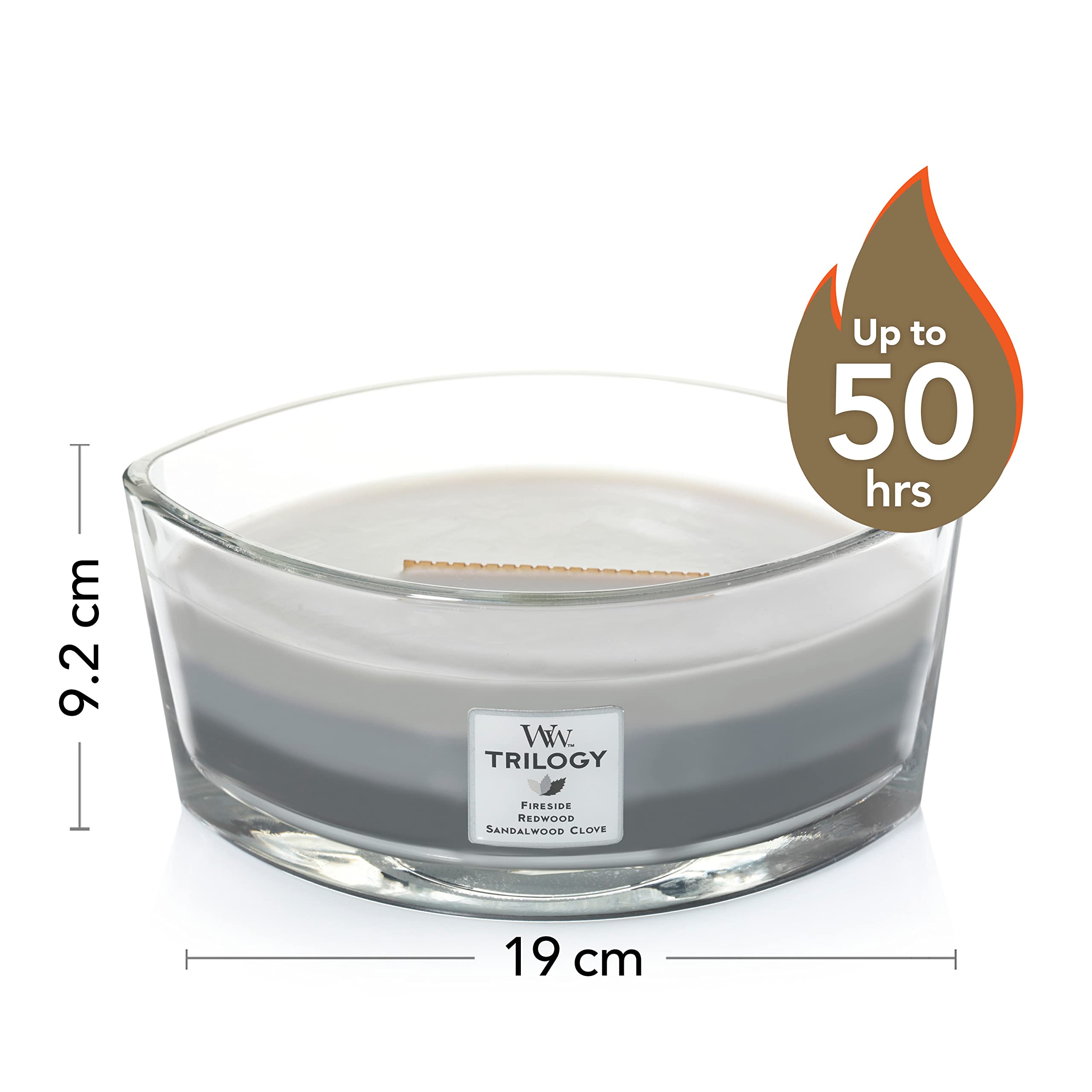 WoodWick Ellipse Trilogy Scented Candle Set - Warm Woods | Crackling Wooden Wick | Up to 50 Hours Burn Time