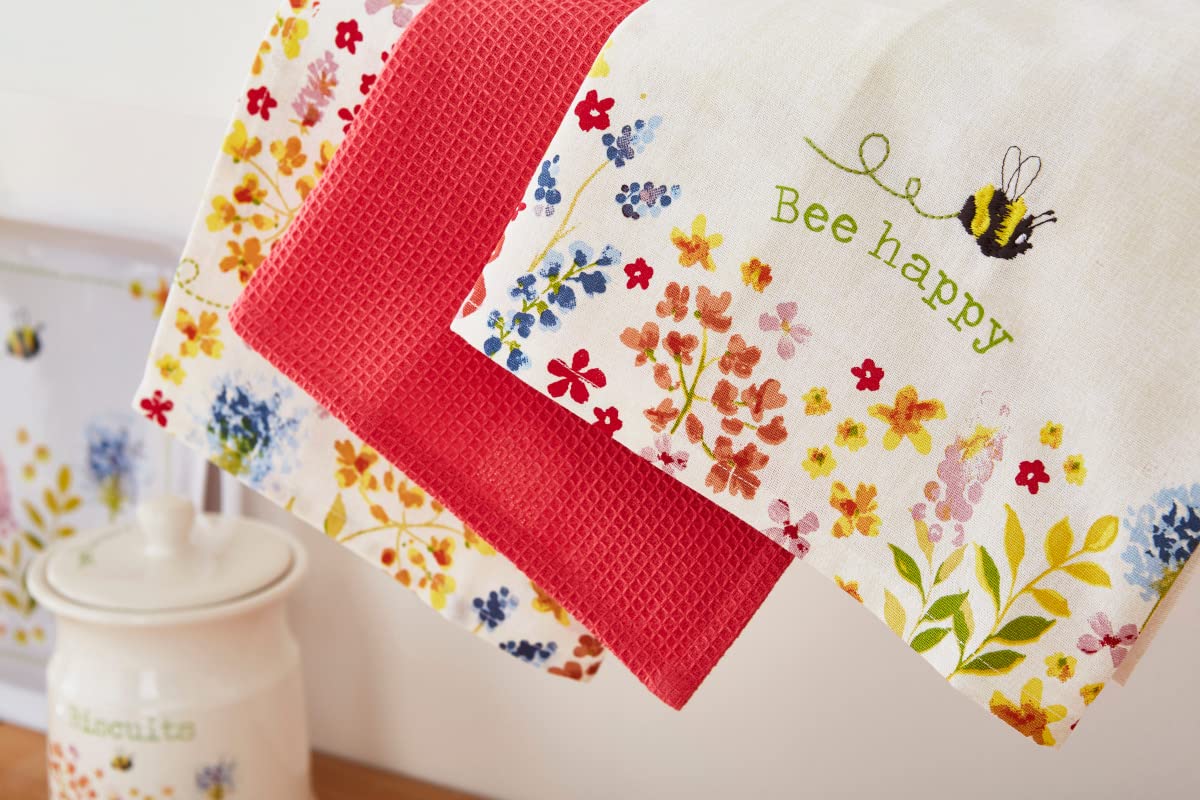 Cooksmart Pack of 3 Cotton Tea Towels - Yellow, Super Soft | TT9644 4